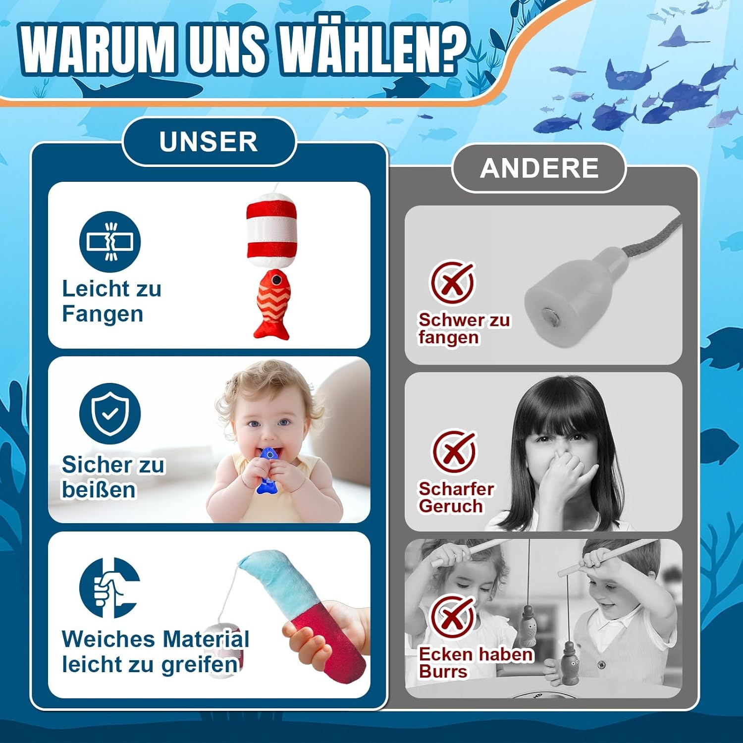 Thumbnail 2 de Montessori-Angelspiel-Set DUDUMILA – Spielzeug ab 6–18 Monaten (ab 1 Jahr), Fische angeln & Sortieren