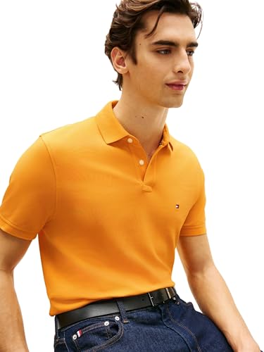 Detalle 2 de Tommy Hilfiger Polo de manga corta para hombre 1985 Regular Fit en naranja (Orange Flash) - talla L