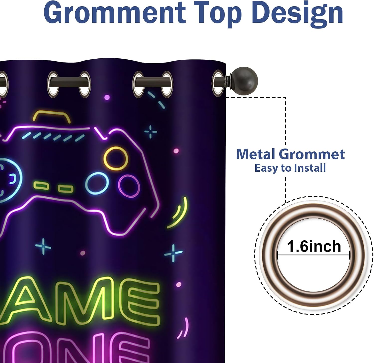 Thumbnail 3 de Jekeno Model 2 Gaming Gamepad Blackout Curtains, 2 Panels, 70% Light Blocking