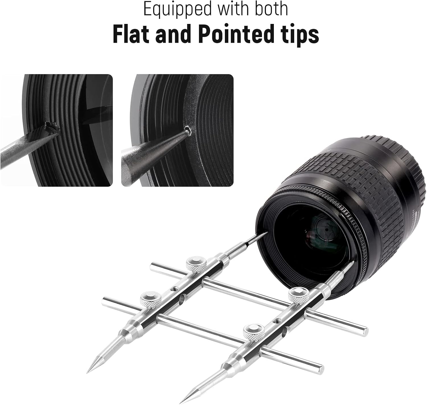 Detalle de NEEWER chiave professionale a punte curve per obiettivi DSLR, apertura regolabile fino a 110 mm