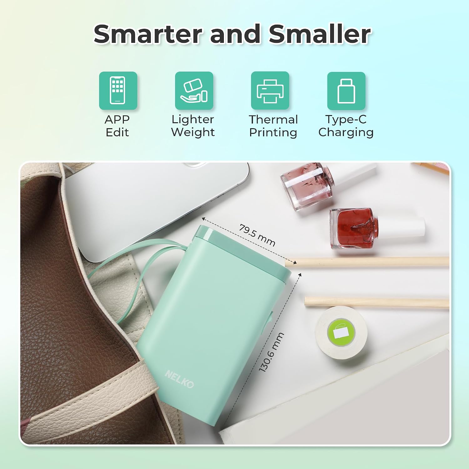 Detalle 2 de Nelko P21 Bluetooth Label Maker, Inkless Thermal Printing, Green