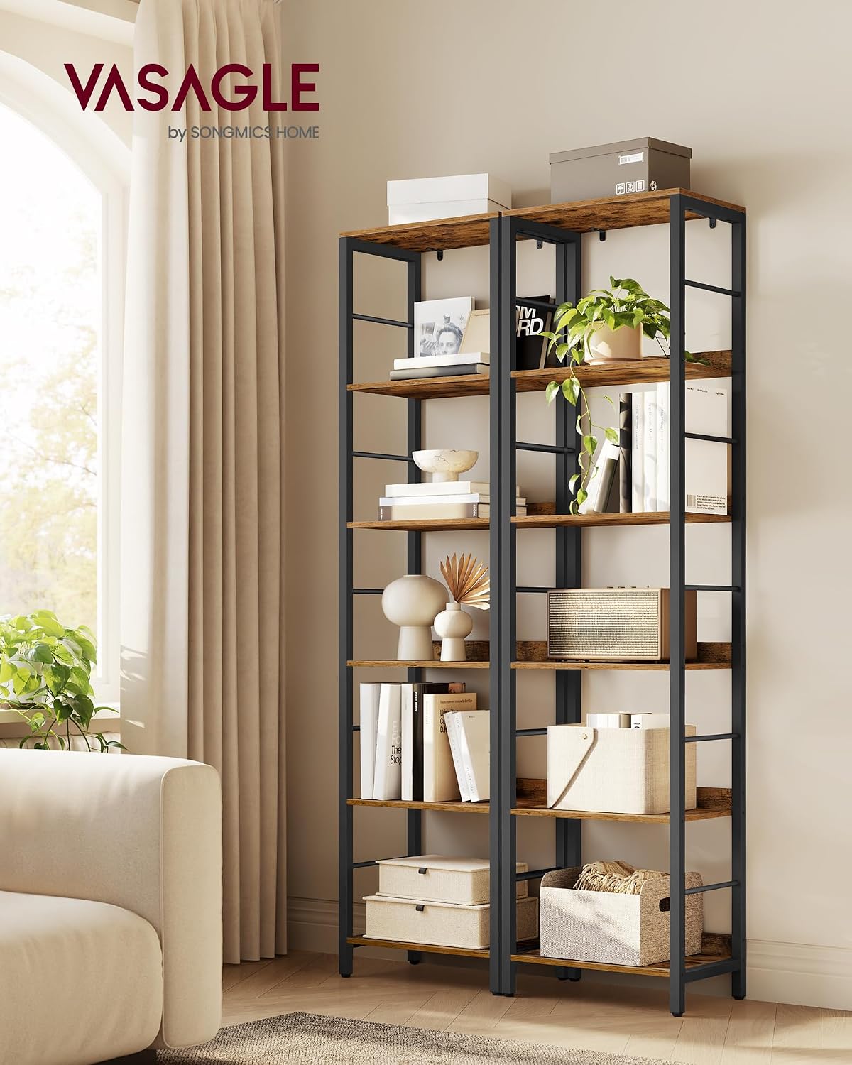 Detalle 2 de VASAGLE LLS168KD01 libreria 6 ripiani 178 cm