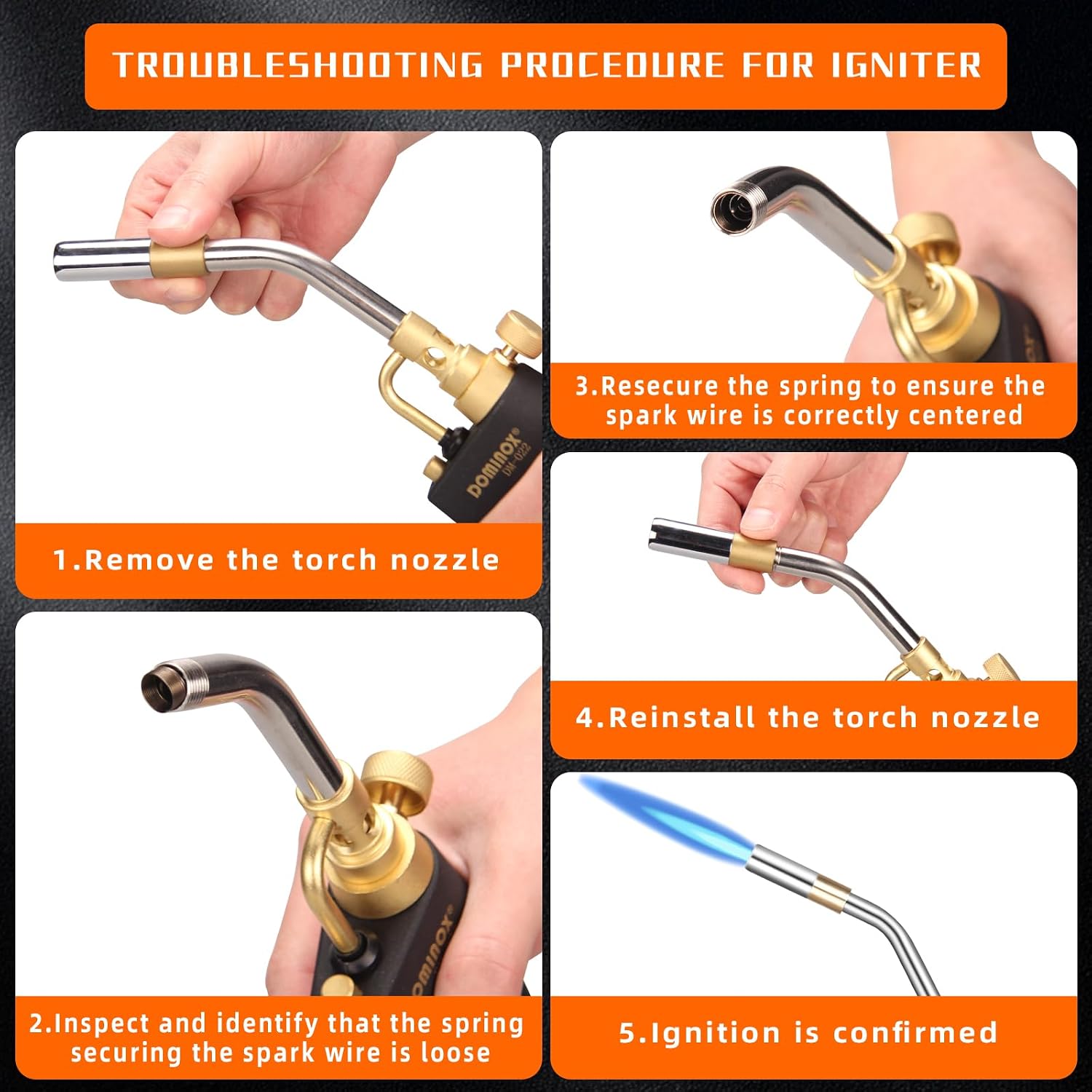Detalle de DOMINOX DM-022CGA Trigger-Start Propane Torch Head for Propane and MAPP Gas