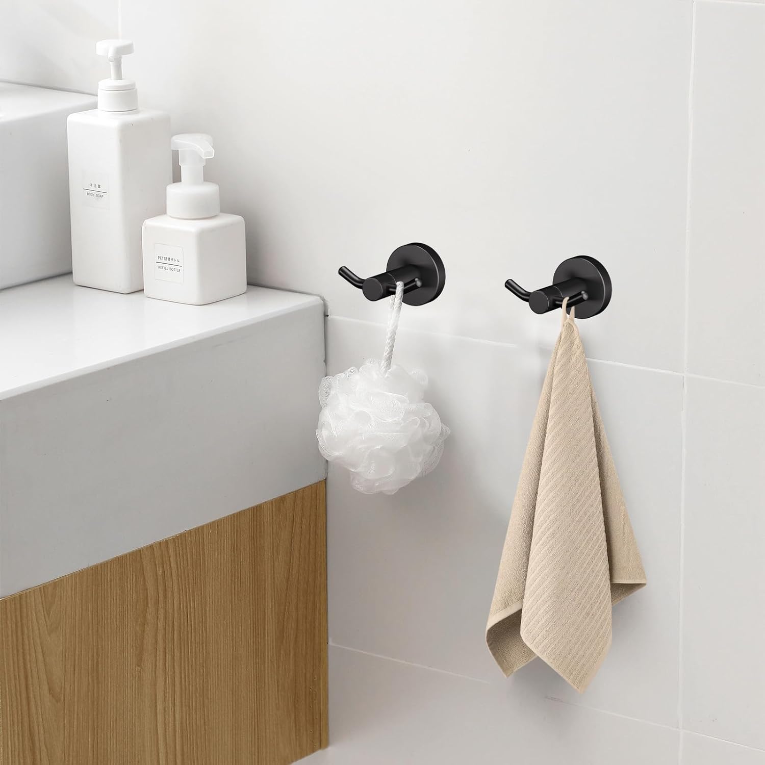 Thumbnail 6 de Yundoza Towel Hooks for Bathroom (Matte Black, 2 Pack) – Stainless Steel Screw-in Door Hooks