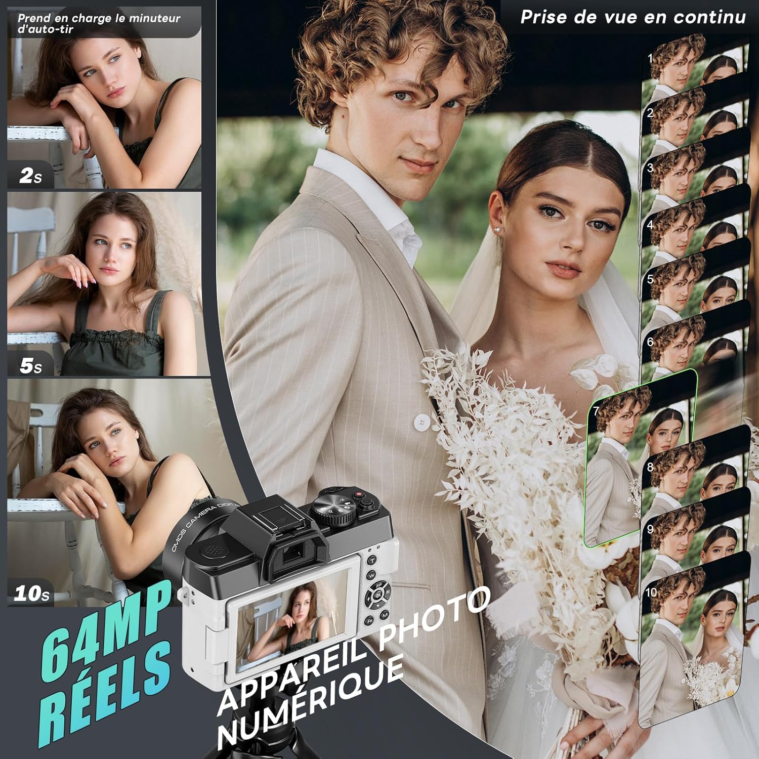 Detalle 2 de NBD Appareil Photo Numérique 8K 64MP avec Autofocus et Zoom 16x – Grand Angle et Écran 180°
