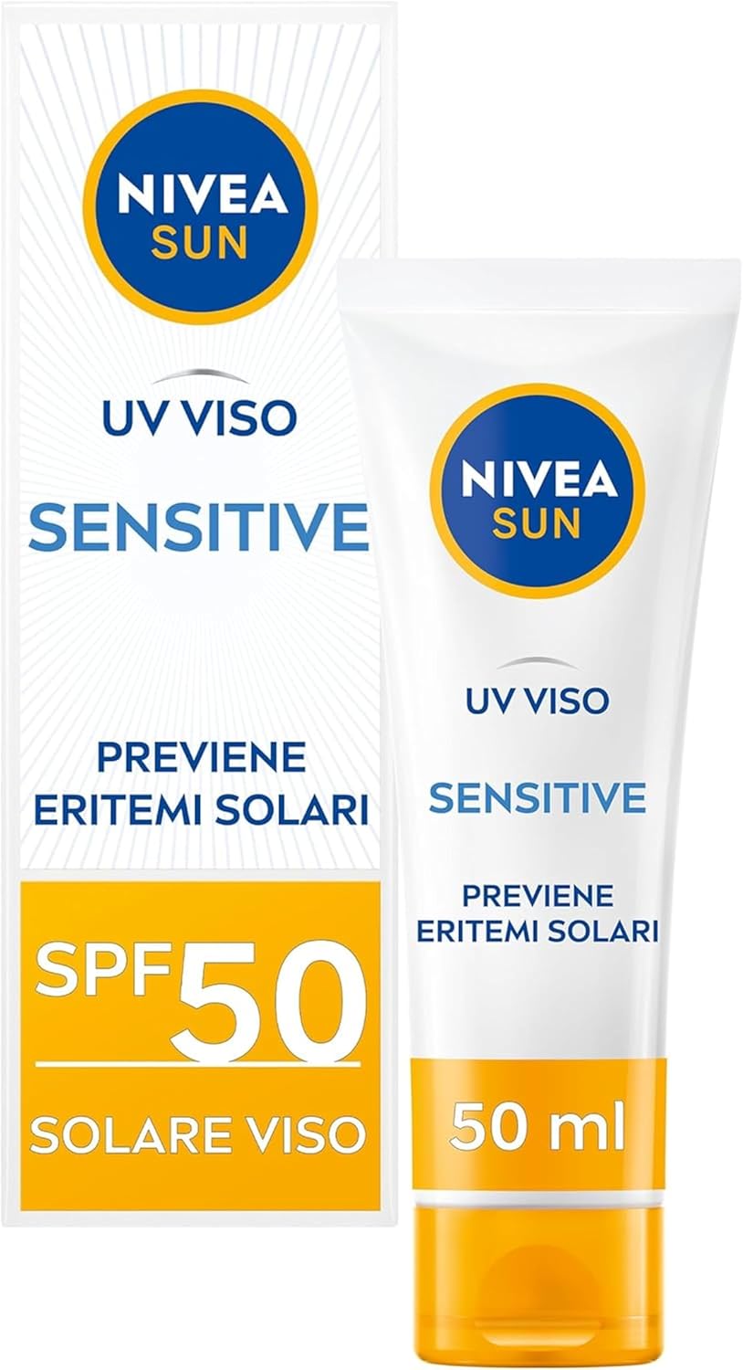 Detalle de NIVEA SUN Crema UV Viso Sensitive SPF50 (50 ml) per pelli sensibili