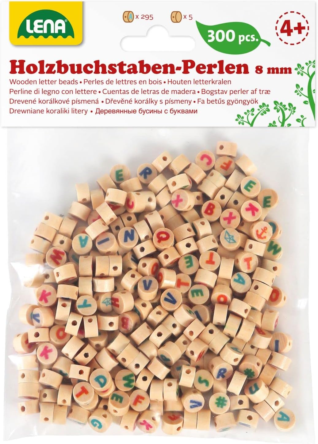 Thumbnail 3 de LENA 32005: Jeu de Cubes en Bois en Forme de Lettres et 300 Perles à Enfiler