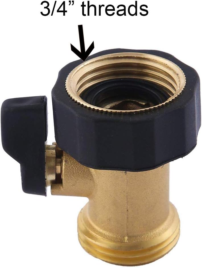 Detalle 2 de HQMPC HQ-V01 Brass Garden Hose Shut-Off Valve, 3/4-Inch GHT, 2-Pack