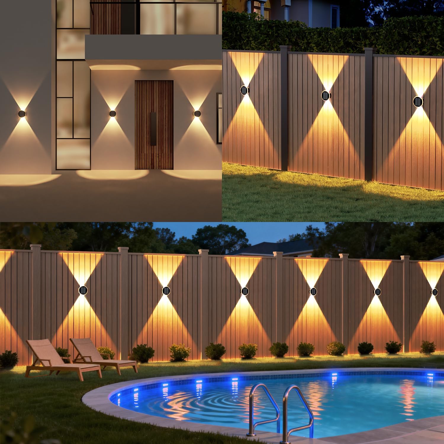 Detalle de ELLASAY Solar Wall Lights Outdoor (6-Pack) – Up & Down Light, IP65, 3 Colour Modes