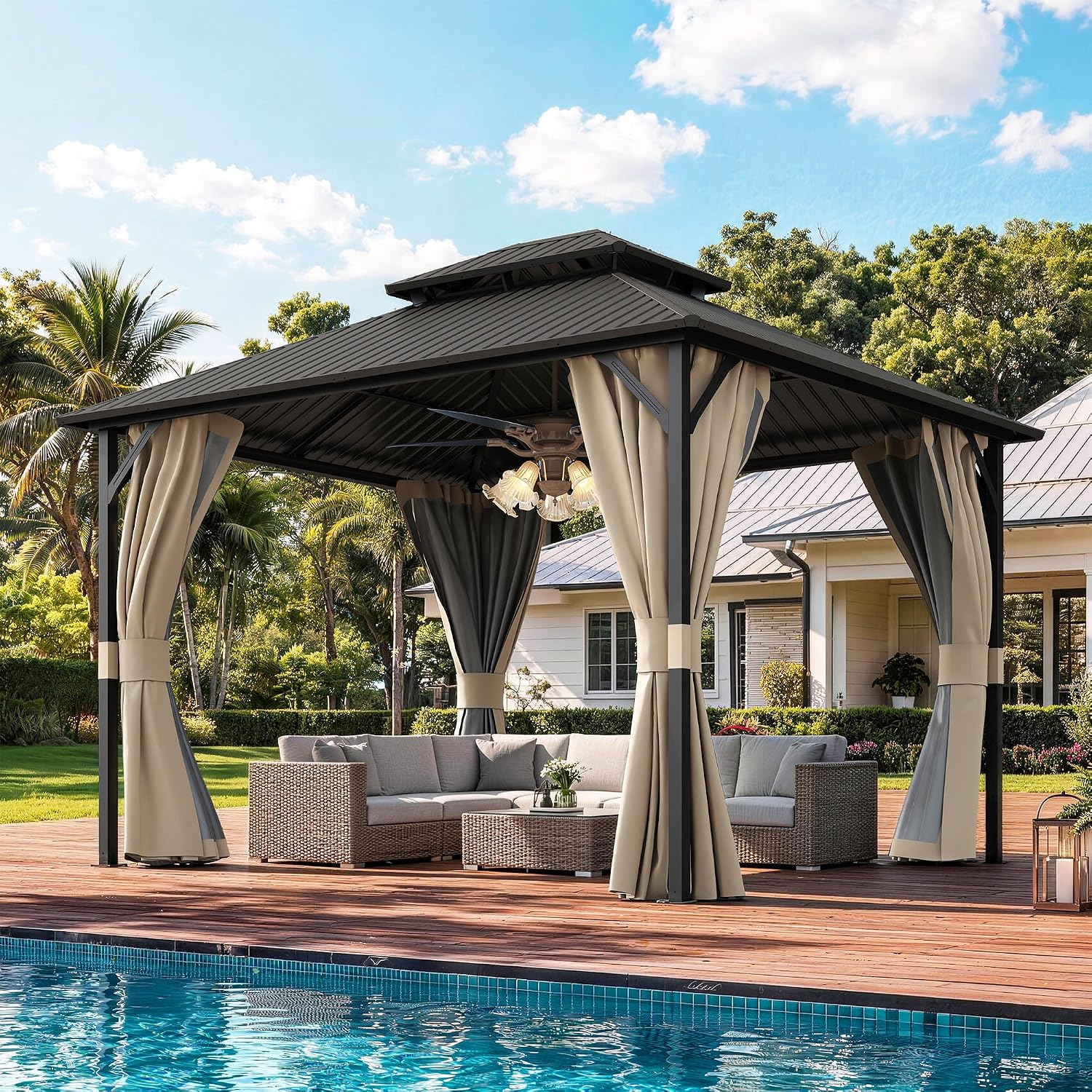 Detalle de Amopatio Hardtop Gazebo 10x12FT