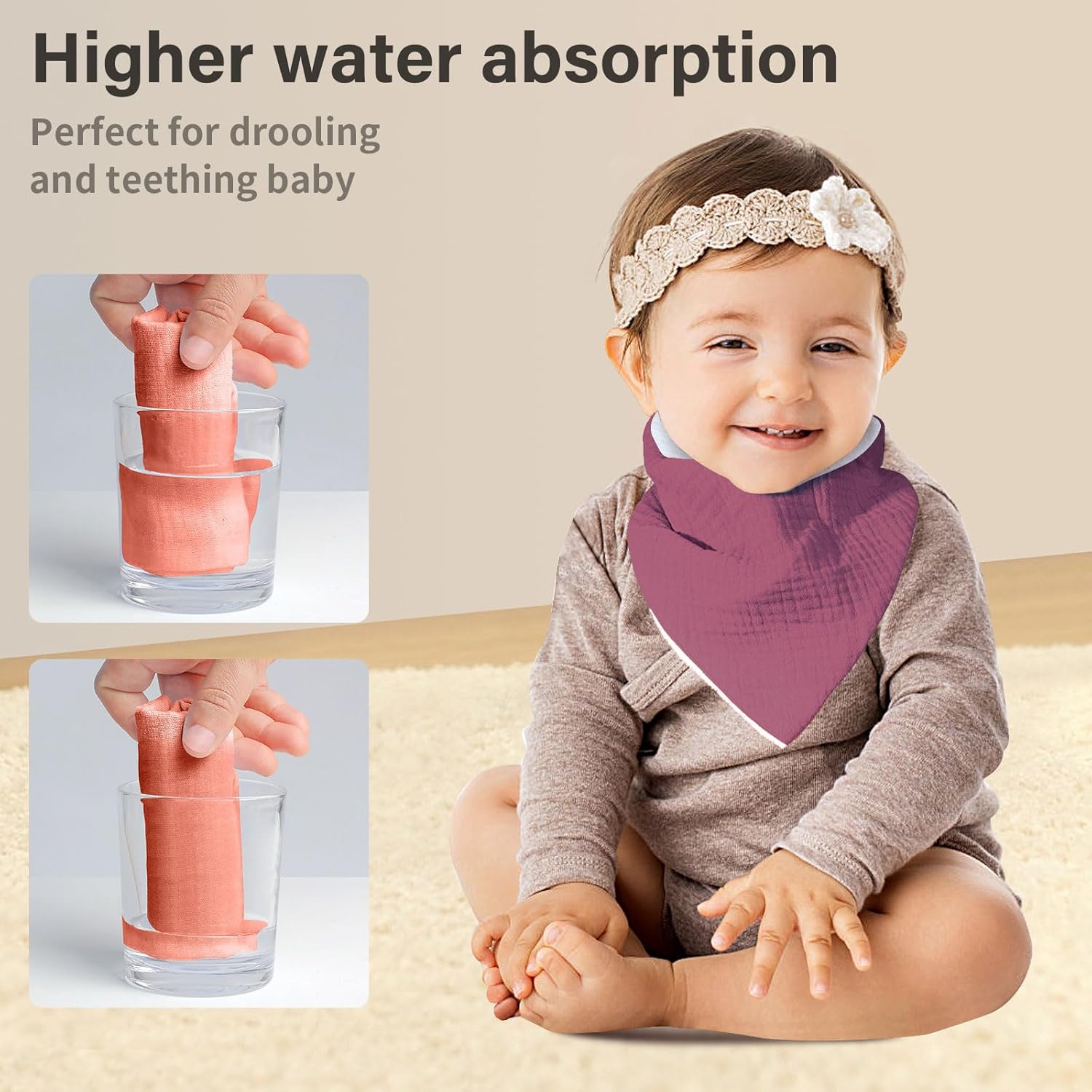 Thumbnail 1 de NISXABEBE 6er-Pack Musselin-Lätzchen mit verstellbaren Druckknöpfen für Babys (Unisex)