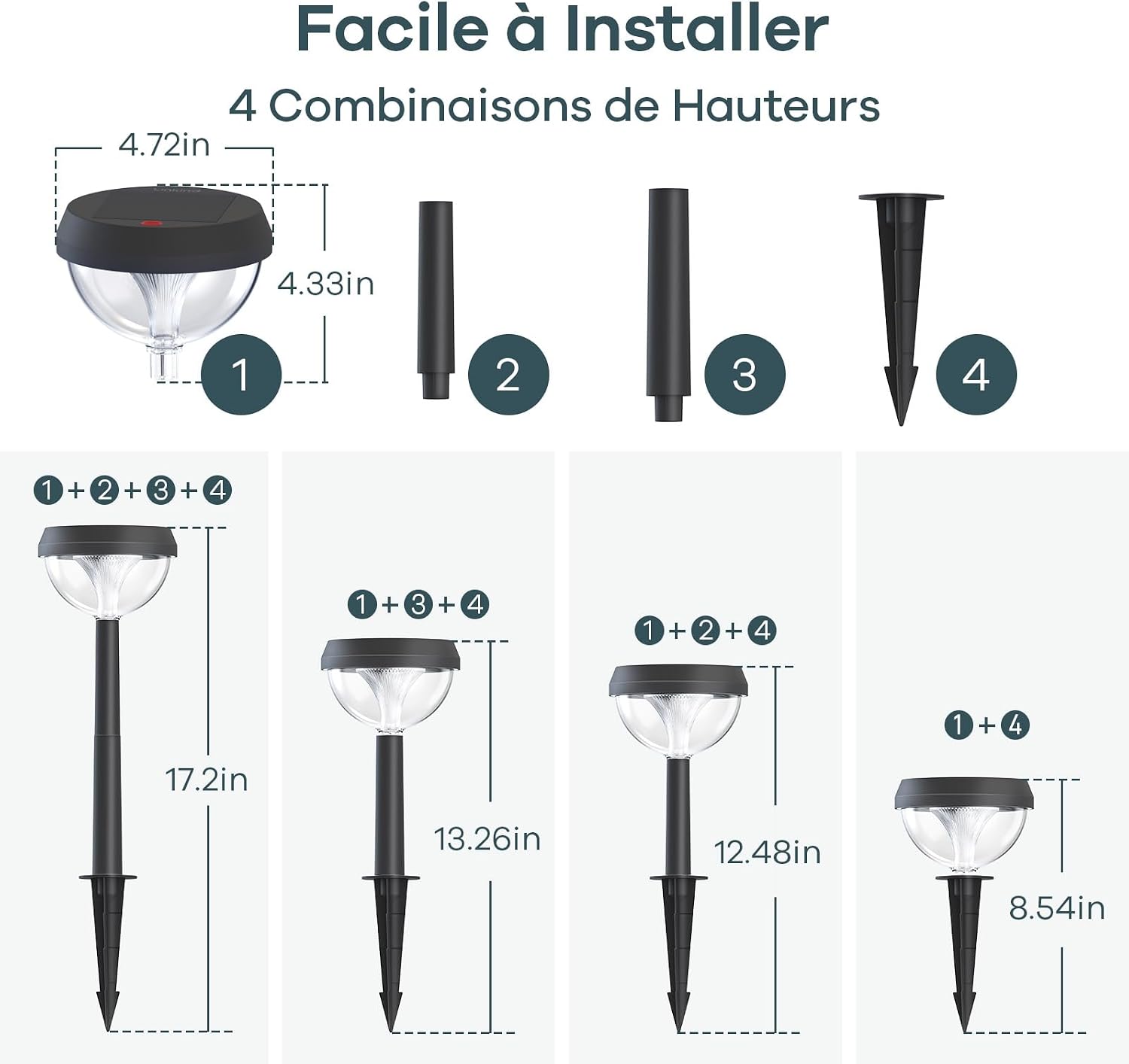 Detalle de Linkind Lampes solaires de jardin IP54 (3 modes, 4 pcs) blanc chaud 3000K