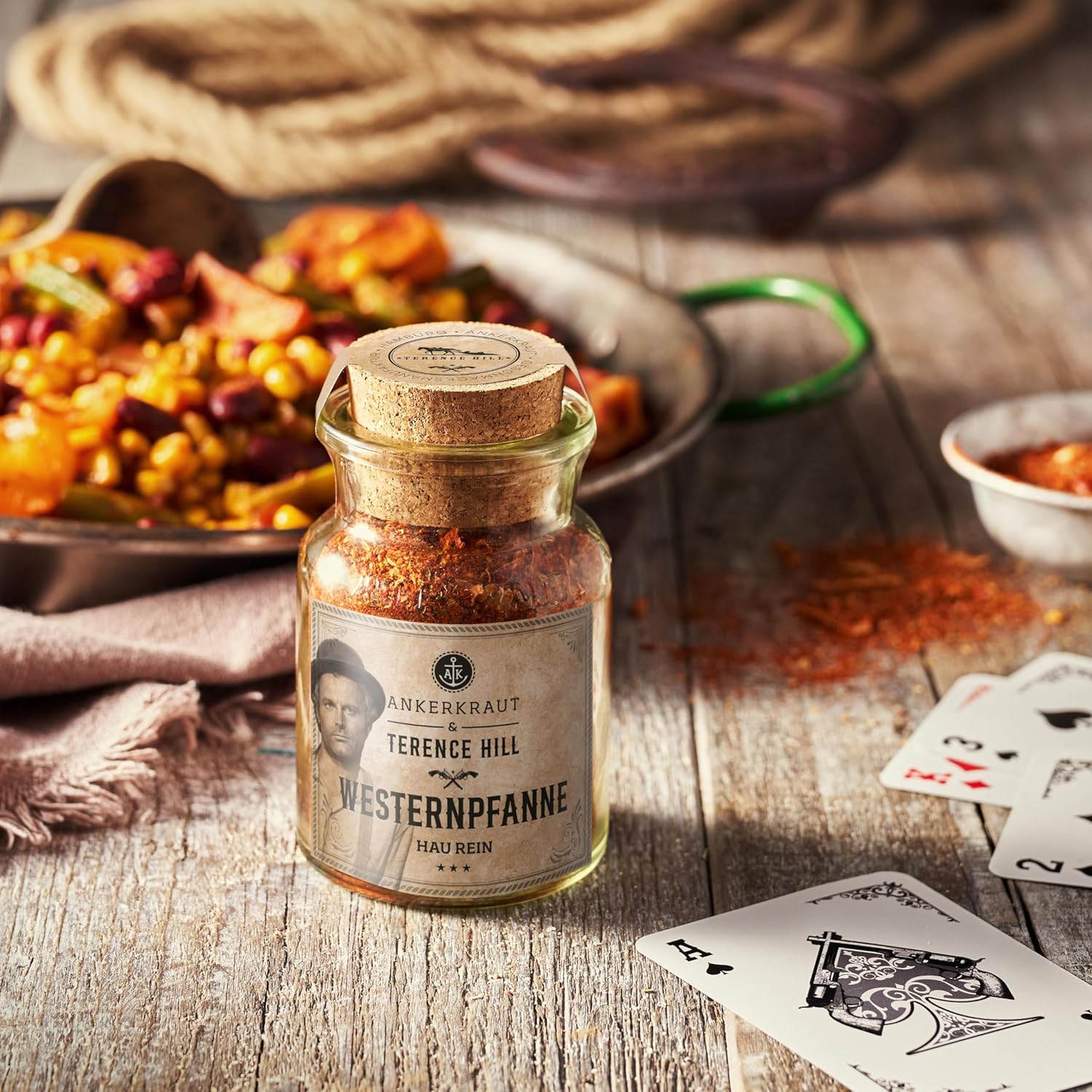 Detalle 2 de Ankerkraut Bud Spencer & Terence Hill Bagaluten Gewürz-Box – Westernpfanne & Pasta alla Napoli (195 g Inhalt)