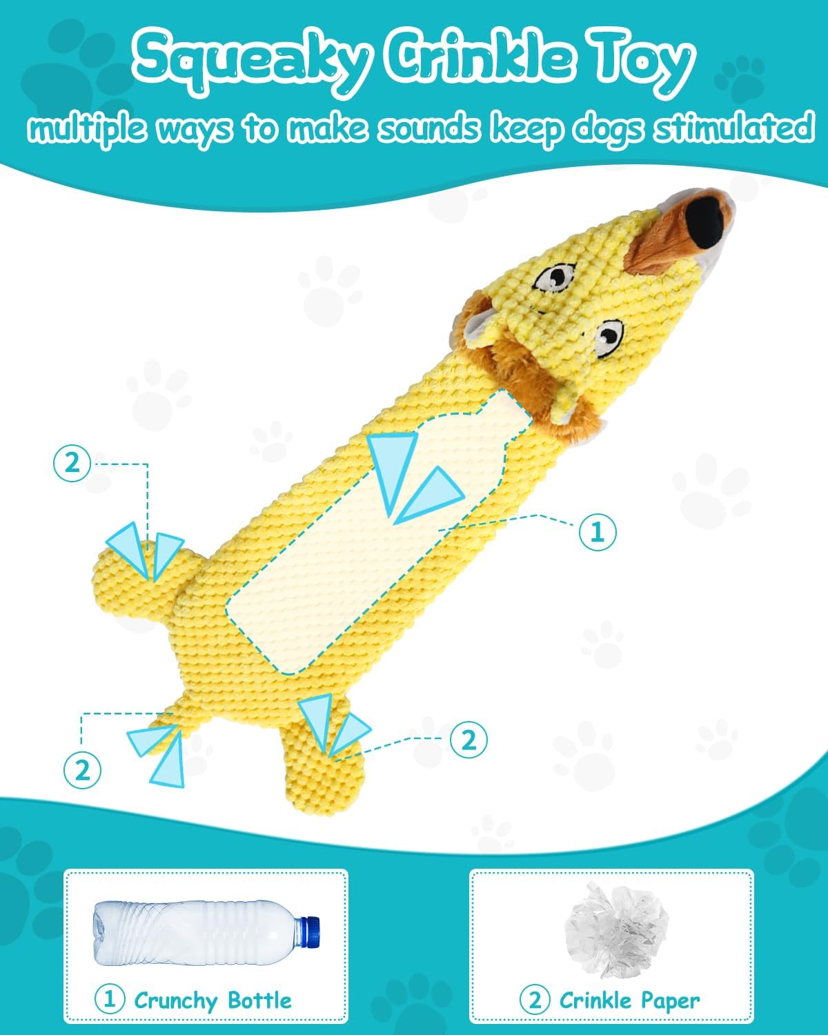 Detalle 2 de TONGKTAI Squeaky No Stuffing Dog Toys 3 Pack