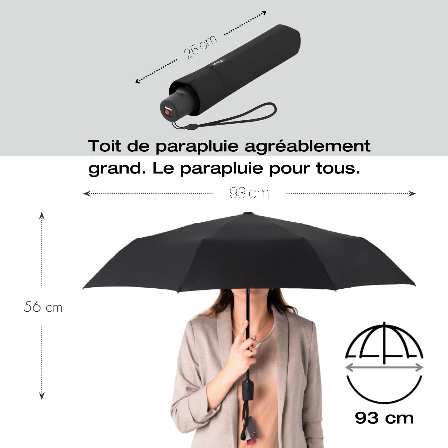Thumbnail 3 de Knirps C.250 Light Duomatic – parapluie automatique ultraléger avec étui noir