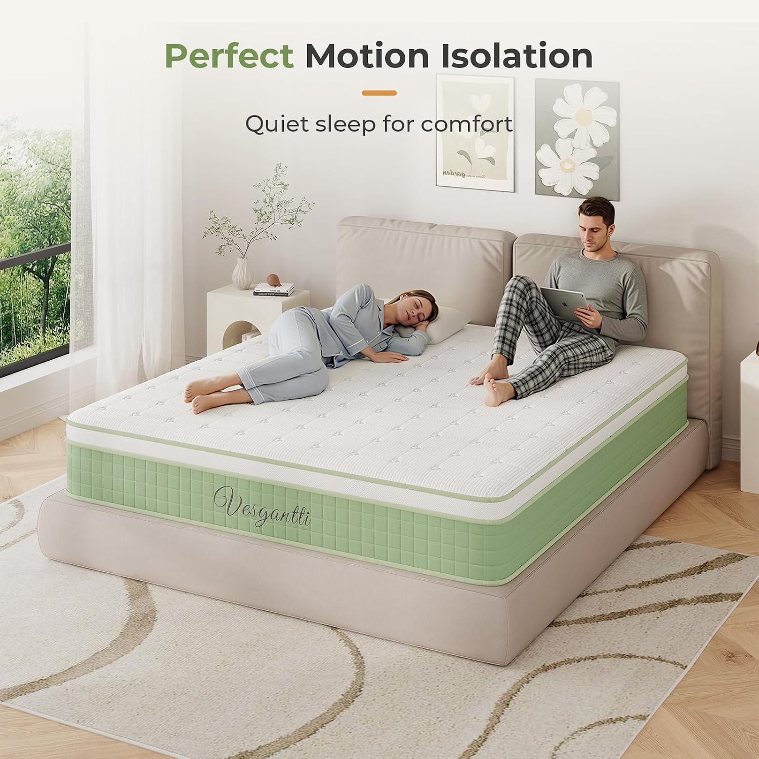 Thumbnail 5 de Vesgantti 3FT Single Mattress – 10 Inch Hybrid with Memory Foam & Pocket Springs