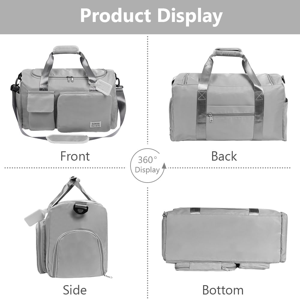 Thumbnail 5 de Flintronic faltbare Reisetasche 36 l (48 x 27 x 28 cm) – wasserabweisende Weekender-Tasche mit Gepäckanhänger in Grau