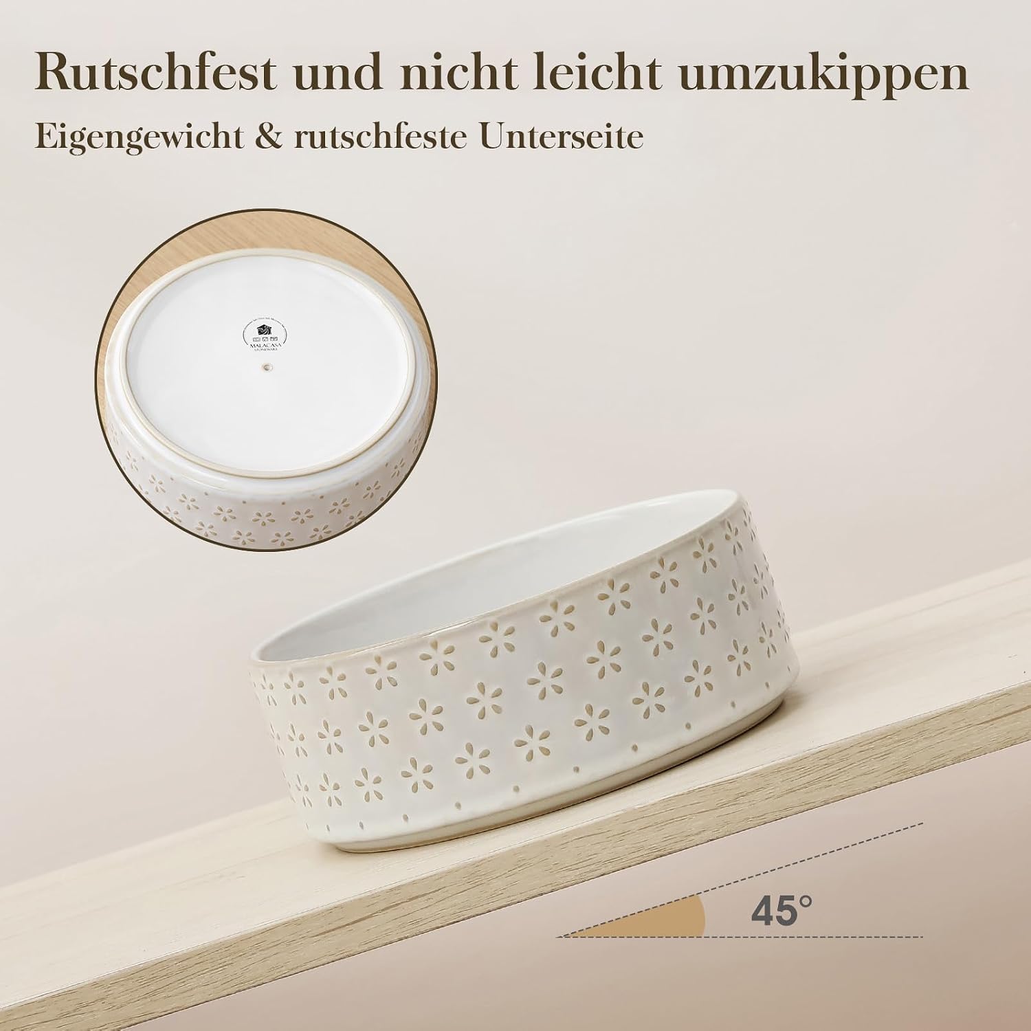 Thumbnail 6 de MALACASA Hundenapf aus Steingut, 1000 ml – Futter- & Wassernapf für mittelgroße Hunde, spülmaschinen- und mikrowellengeeignet, Lydia-Serie