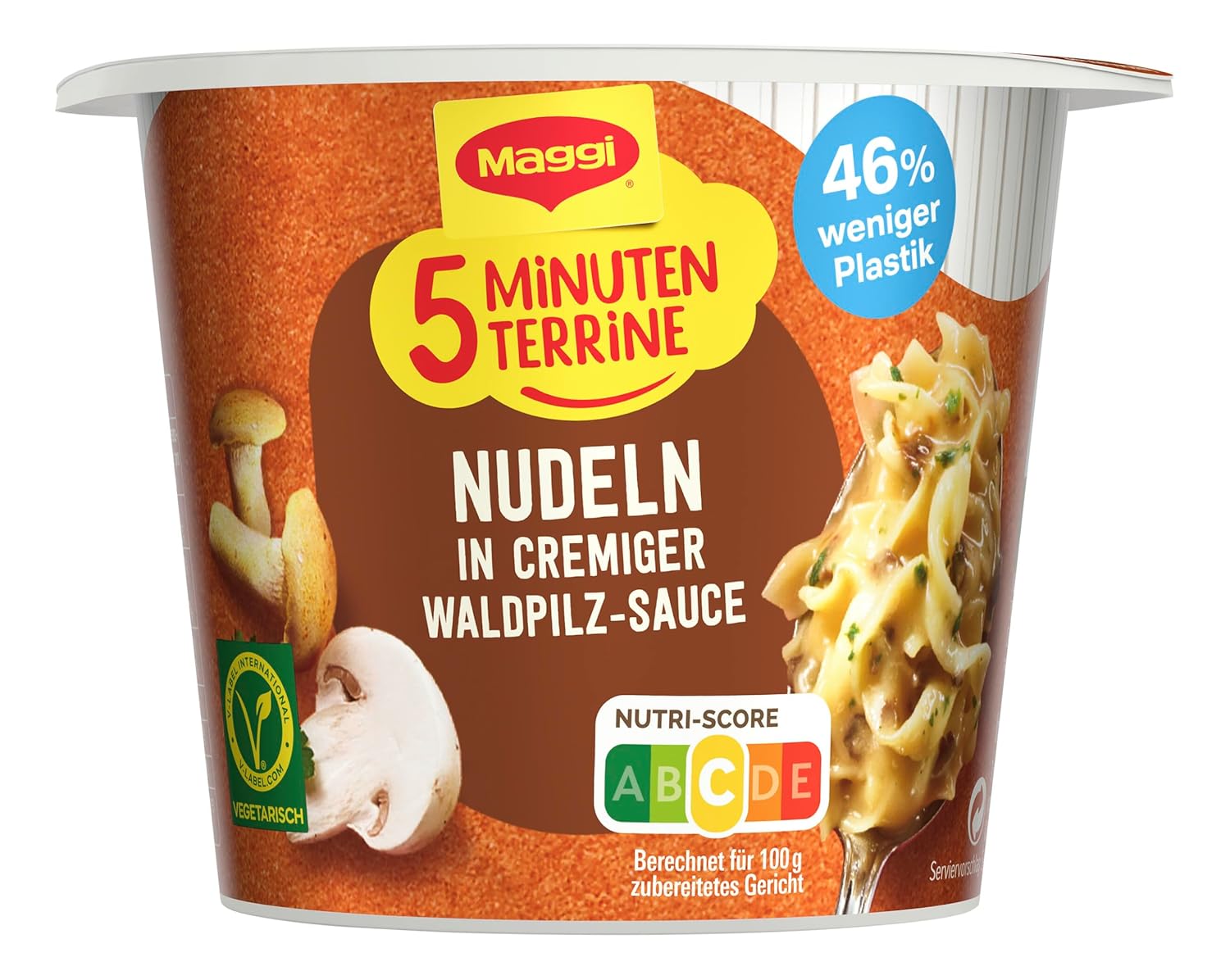 Thumbnail 2 de MAGGI 5 Minuten Terrine Nudeln in cremiger Waldpilz-Sauce – vegetarische Fertiggericht mit Pfifferlingen & Butterpilzen (8x56 g)