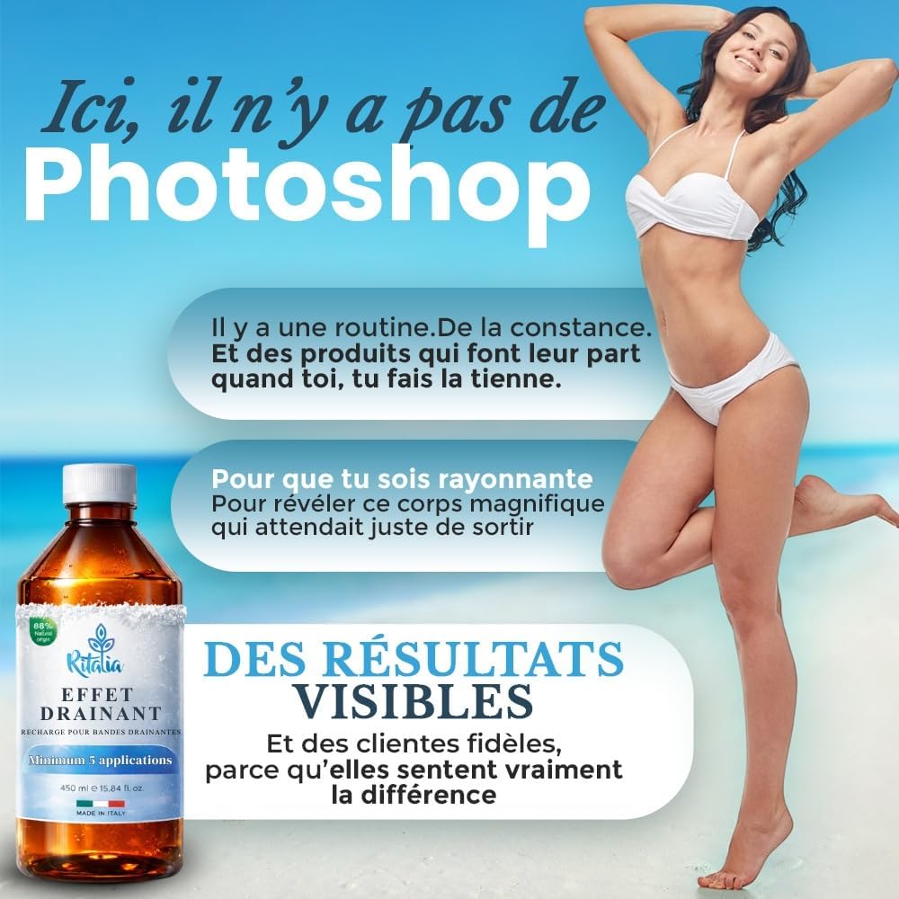 Thumbnail 3 de Ritalia Liquide pour bandages drainants au sel de la Mer Morte (100% vegan) anti-cellulite jambes et fesses