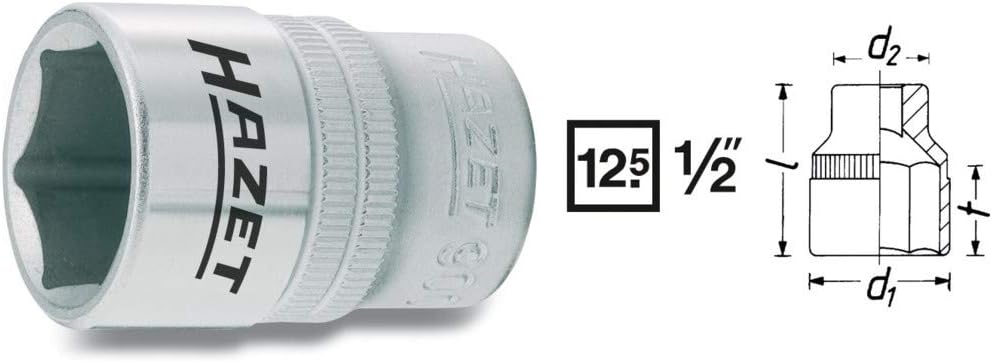 Detalle 2 de HAZET 900-15 6角ソケット 15mm、1/2インチ差込角・クロム仕上げ・手動用
