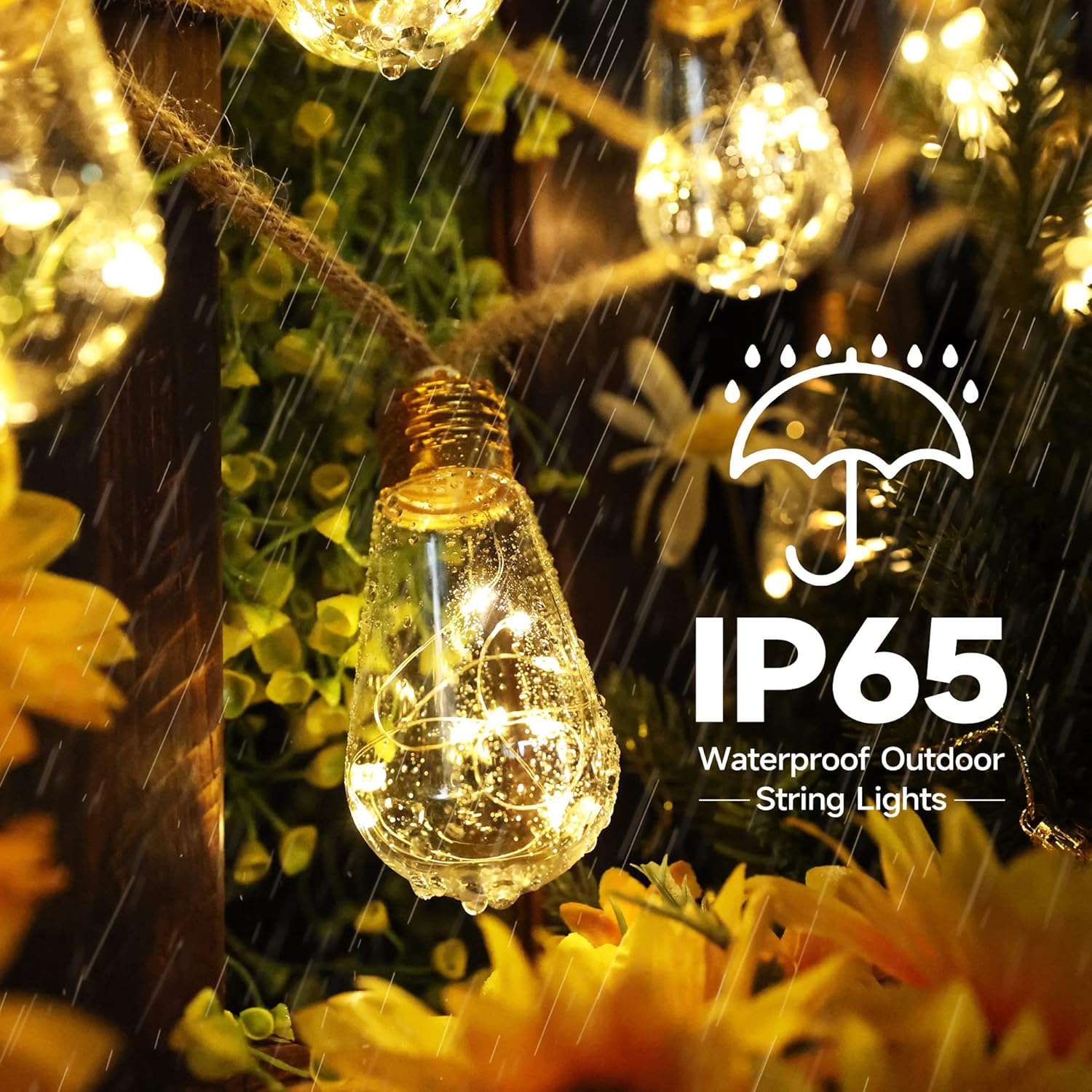 Thumbnail 1 de Geemoo Solar Outdoor Hemp Rope String Lights (8m, 160 LED, IP65) – warm white