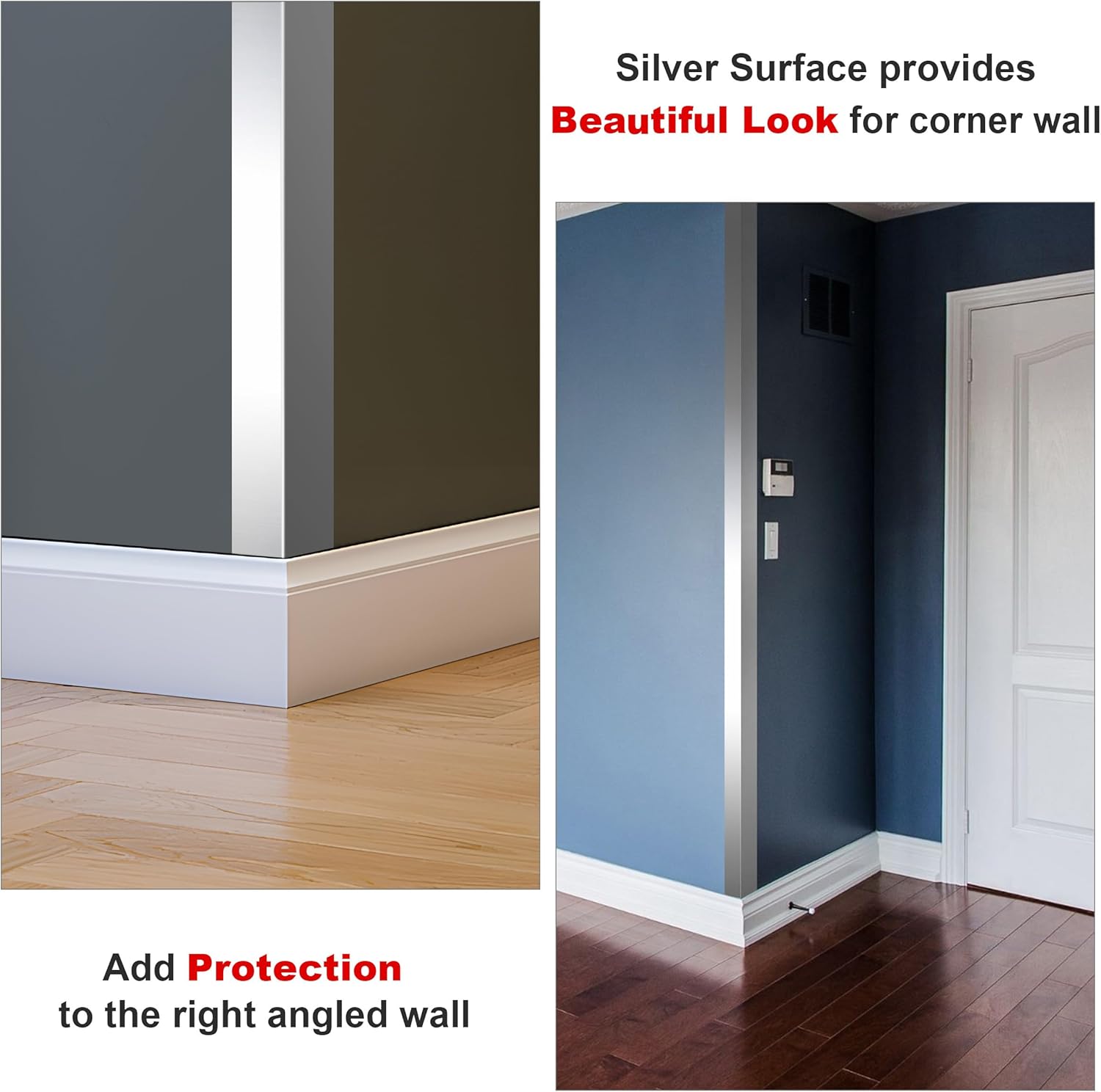Thumbnail 4 de Besino Corner Guard 1.5" x 1.5" x 48" Stainless Steel Wall Guards, 10-Pack