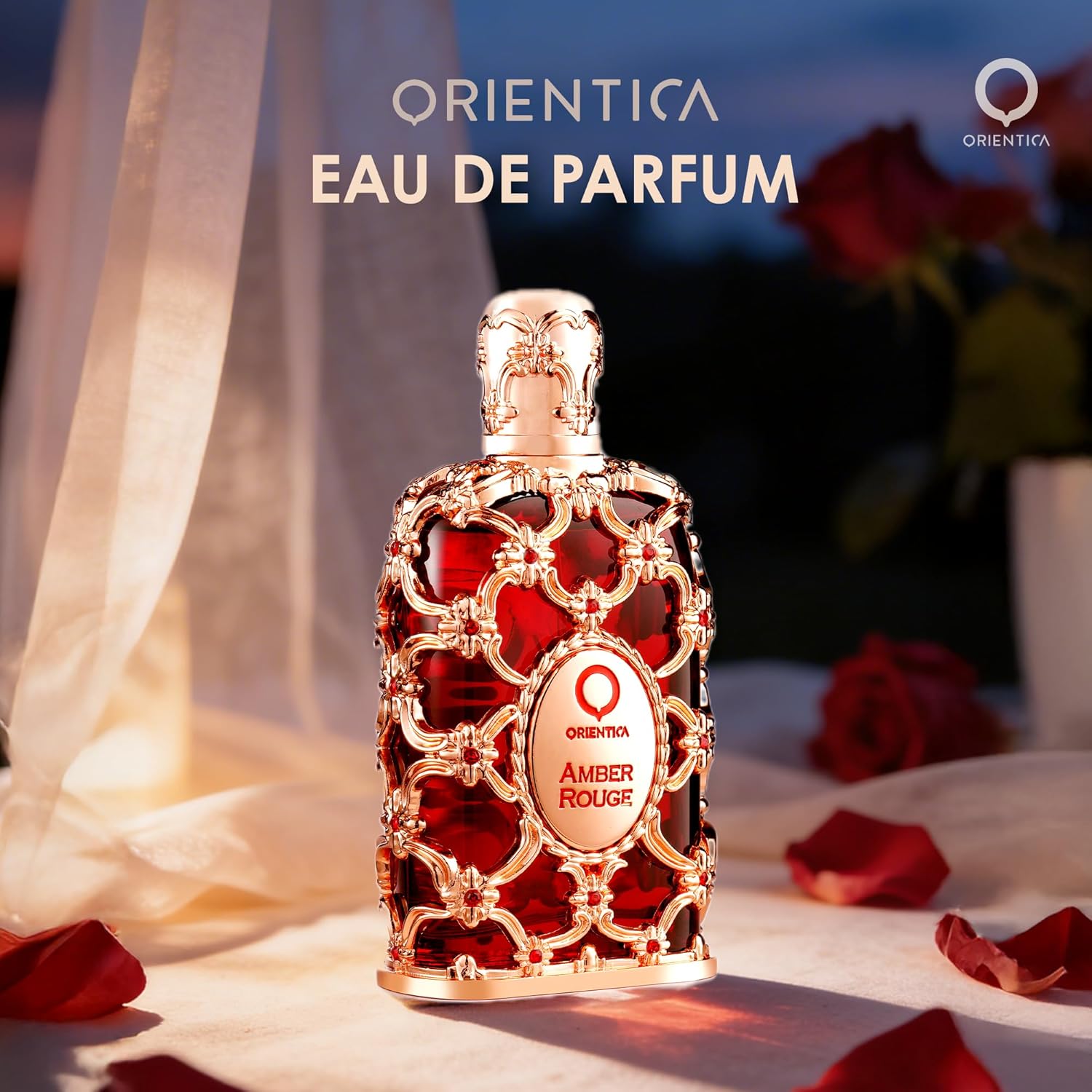 Detalle de Orientica Amber Rouge 80ml Eau de Parfum: profumo unisex di lusso con Oud e vaniglia