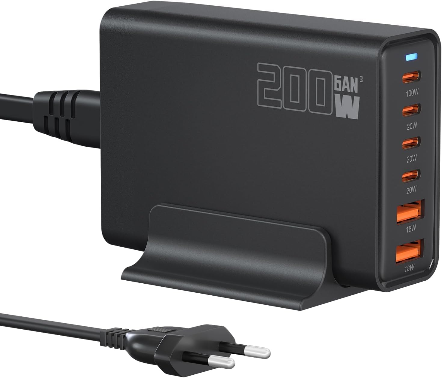 Detalle de Cargador USB C 200W Estación 6 puertos 100W