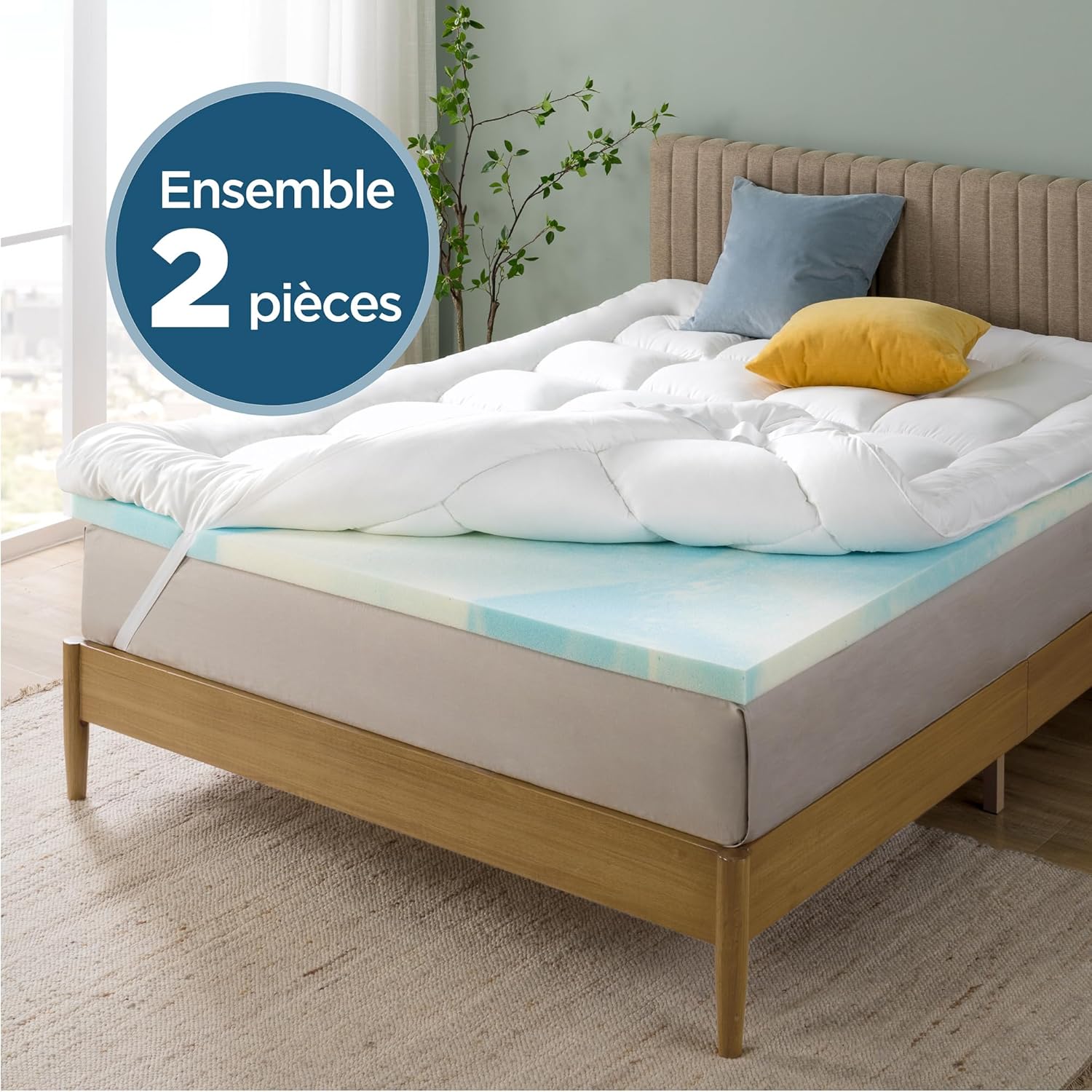 Detalle de Zinus Surmatelas 90x190 cm — mousse à flux d’air, 10 cm d’épaisseur, confort ergonomique