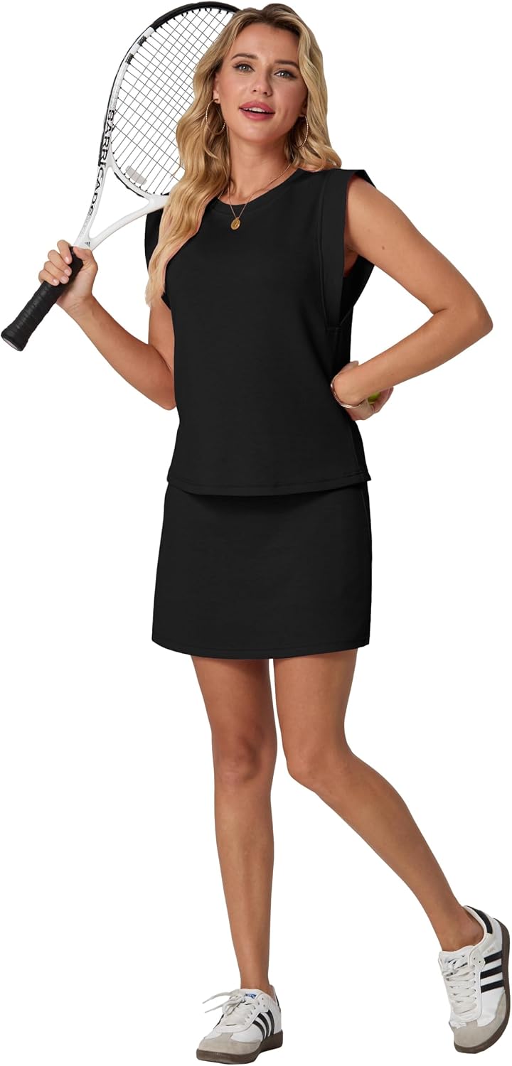 Thumbnail 3 de GRECERELLE 2026 Women’s Summer 2-Piece Skort Set (Cap Sleeve Top & Tennis Skirt with Pockets)
