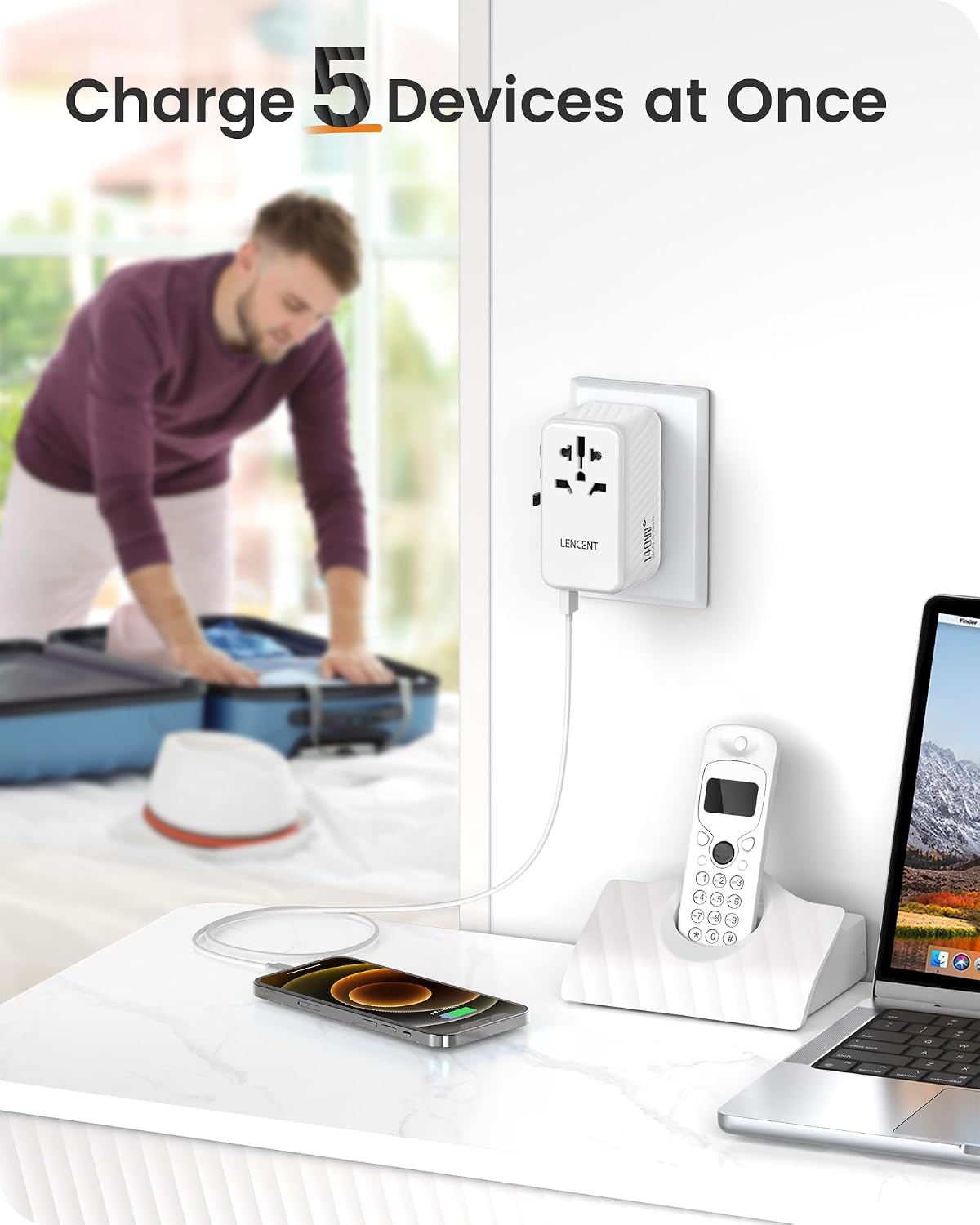 Thumbnail 4 de LENCENT 140W adaptateur voyage USB 🔌