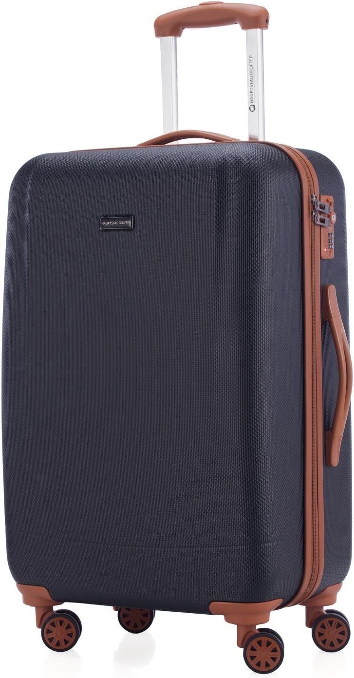 Detalle de HAUPTSTADTKOFFER Wannsee : Valise Moyenne Rigide 63 L, 4 Roues TSA, Bleu foncé / Marron