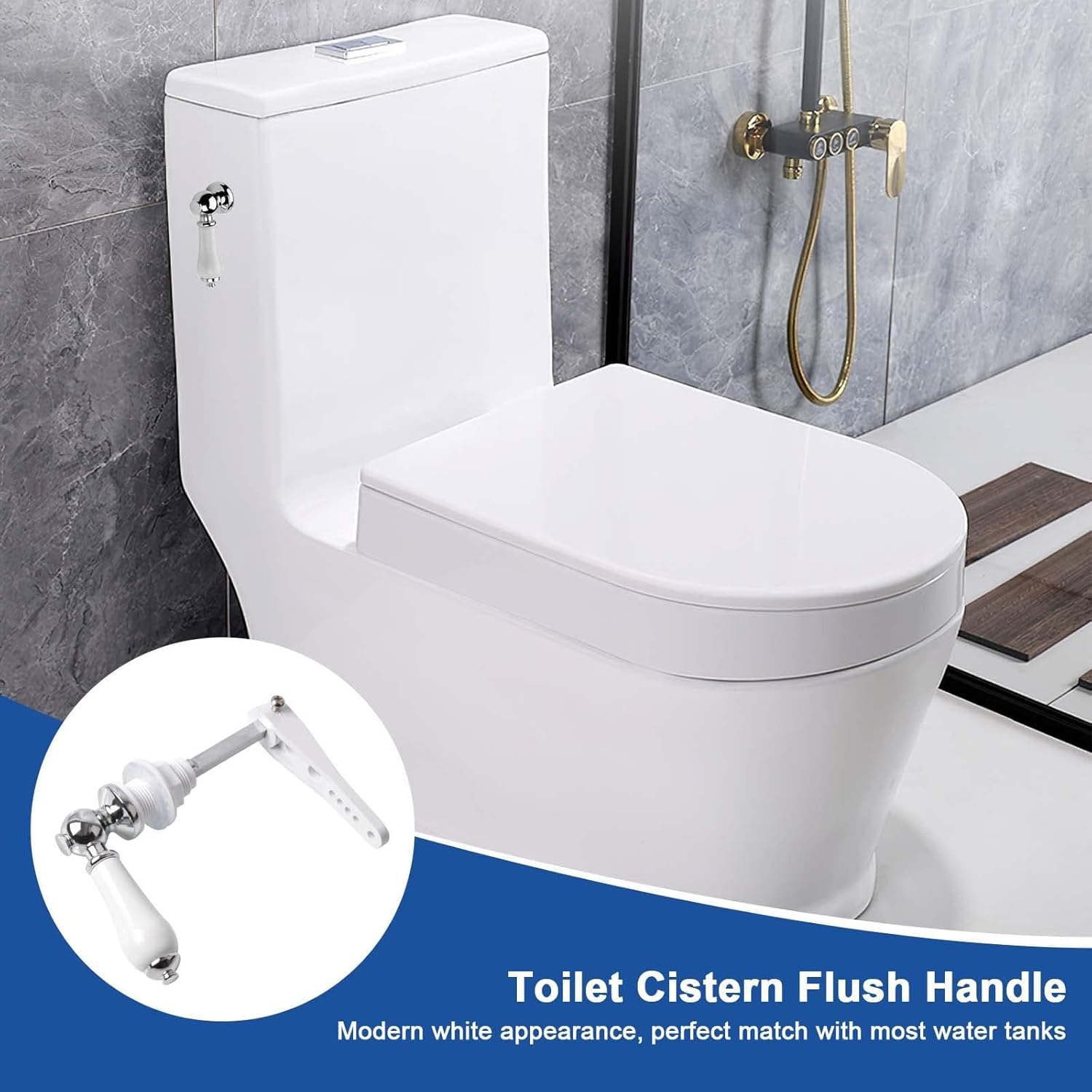Thumbnail 6 de ProChosen Ceramic Toilet Flush Handle – Universal Chrome-Plated Cistern Lever