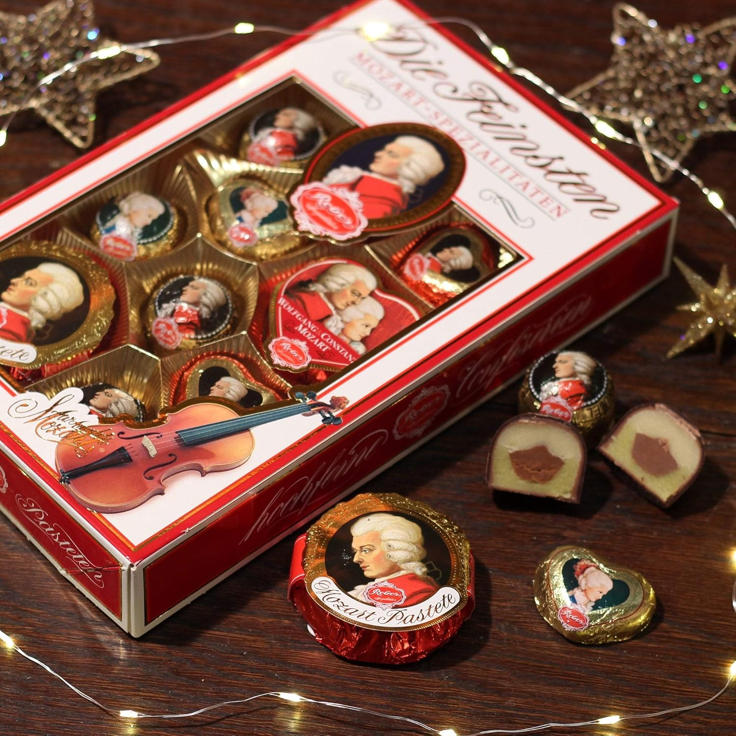 Thumbnail 3 de Reber Mozart-Kugeln Barock „Wolfgang & Constanze“, 15er Packung (300 g) mit Pistazien, Marzipan & Mandel-Füllungen