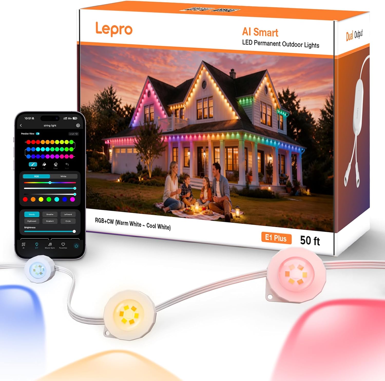 Detalle de Lepro permanent outdoor lights 50 ft