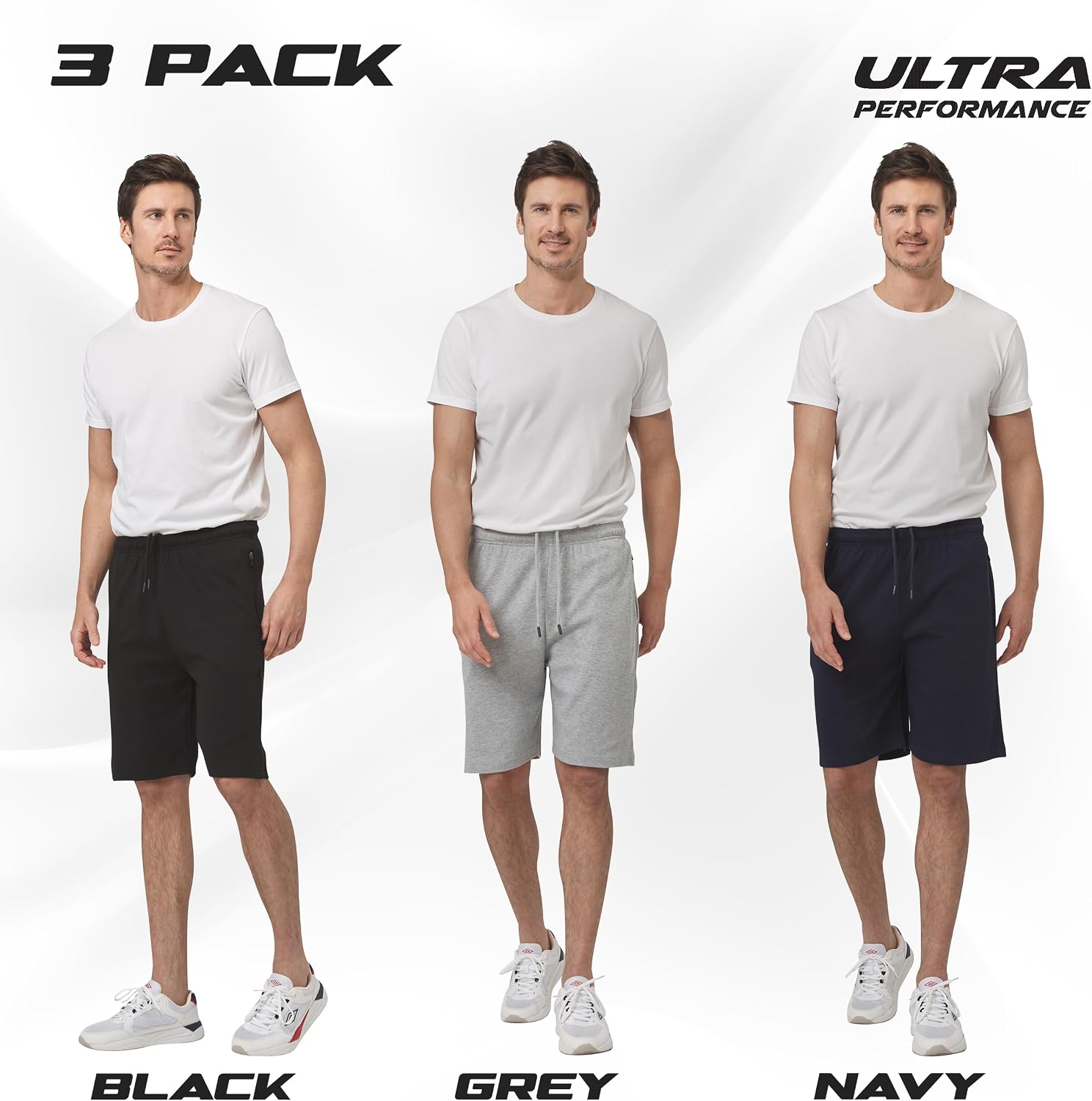 Detalle 2 de Ultra Performance 3 Pack Men’s Shorts (9-inch inseam) with Zipper Pockets, Small–5X