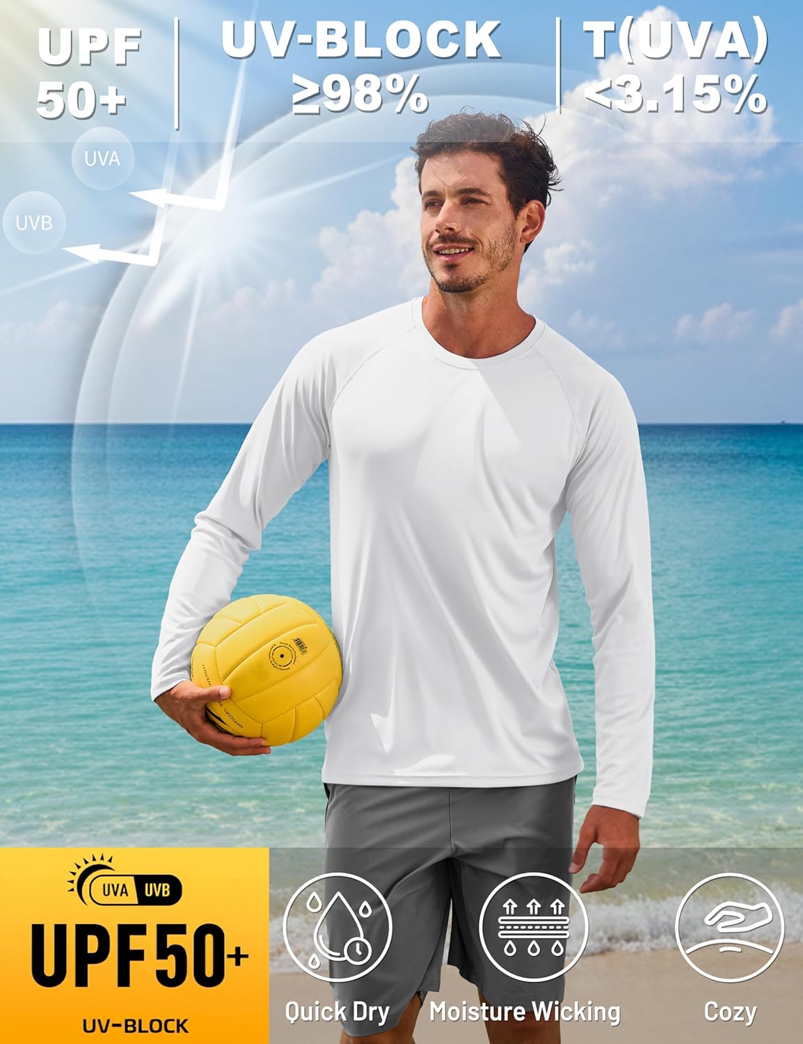 Thumbnail 2 de TACVASEN Men’s UPF 50+ Long Sleeve T-Shirt for Outdoor Hiking & Walking