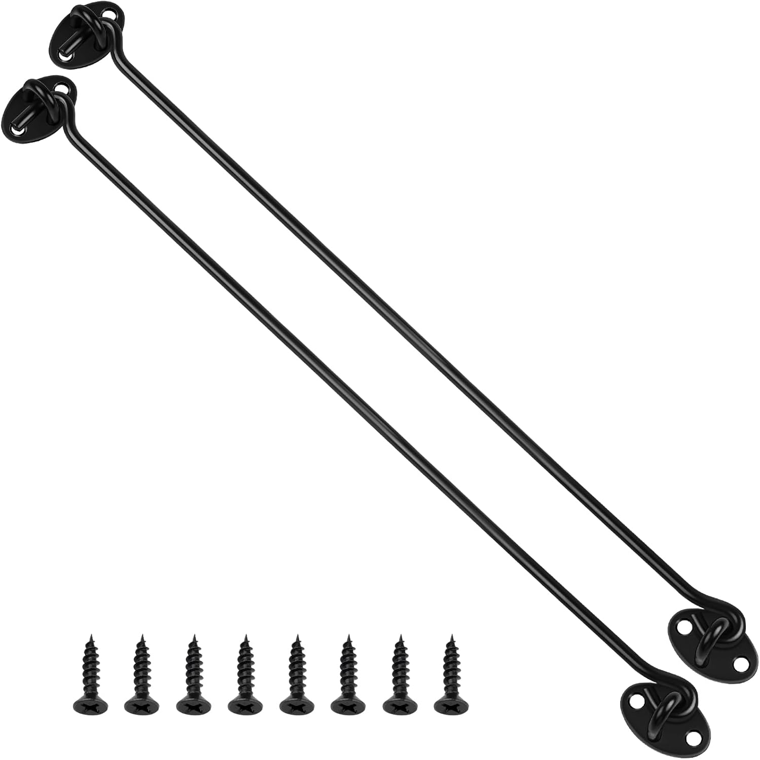 Detalle de 16 Inch Hook and Eye Latch (2-Pack) Stainless Steel – Black Cabin Door Gate Lock with Screws