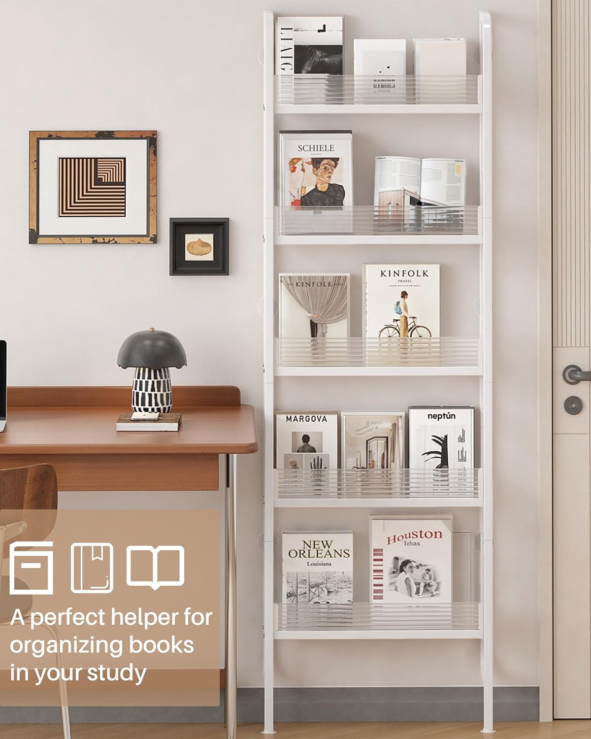 Thumbnail 6 de Ornestia 5-Tier Behind-Door Bathroom Shelf, 9 cm Deep, White
