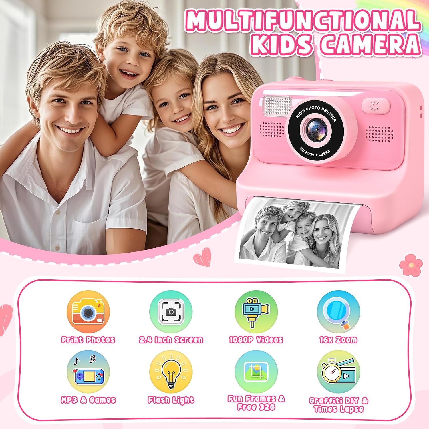 Thumbnail 1 de Subtail Kids Camera Instant Print 32GB