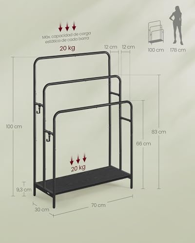 Thumbnail 4 de VASAGLE Porte Serviette Salle de Bain, 3 barres,