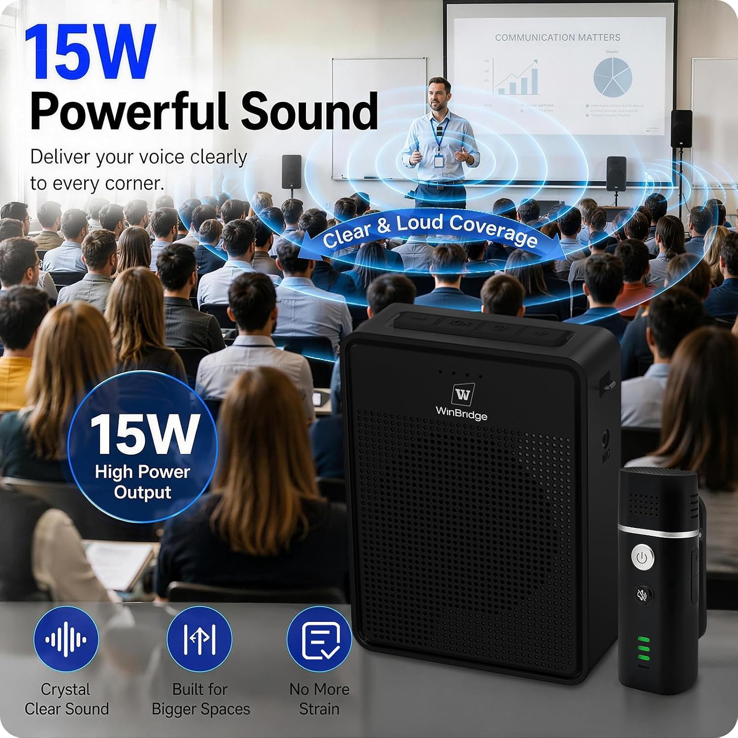 Thumbnail 3 de ResponseBridge B006 15W Portable Voice Amplifier with Wireless Lavalier Mic