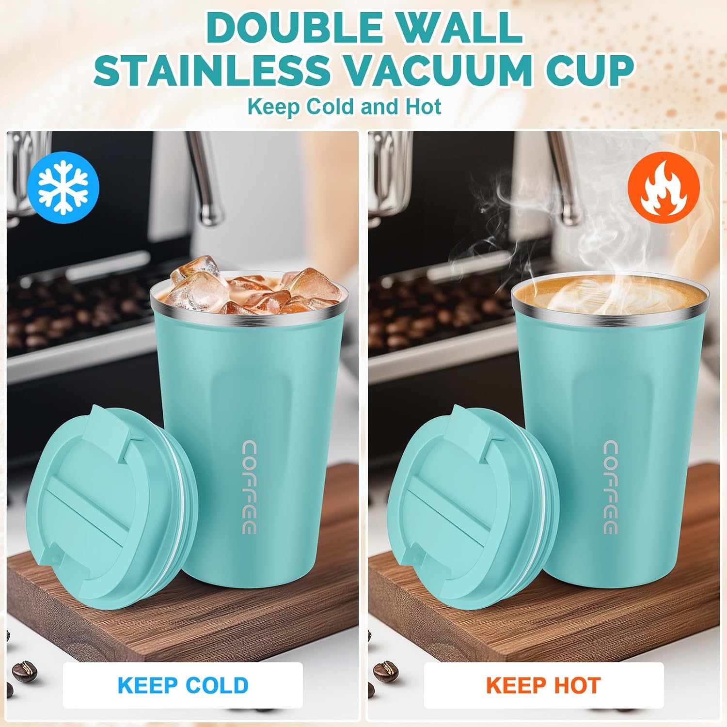 Detalle 2 de 12 oz CS COSDDI Stainless Steel Vacuum Insulated Tumbler — Spill-Proof Travel Mug with Silicone Lid