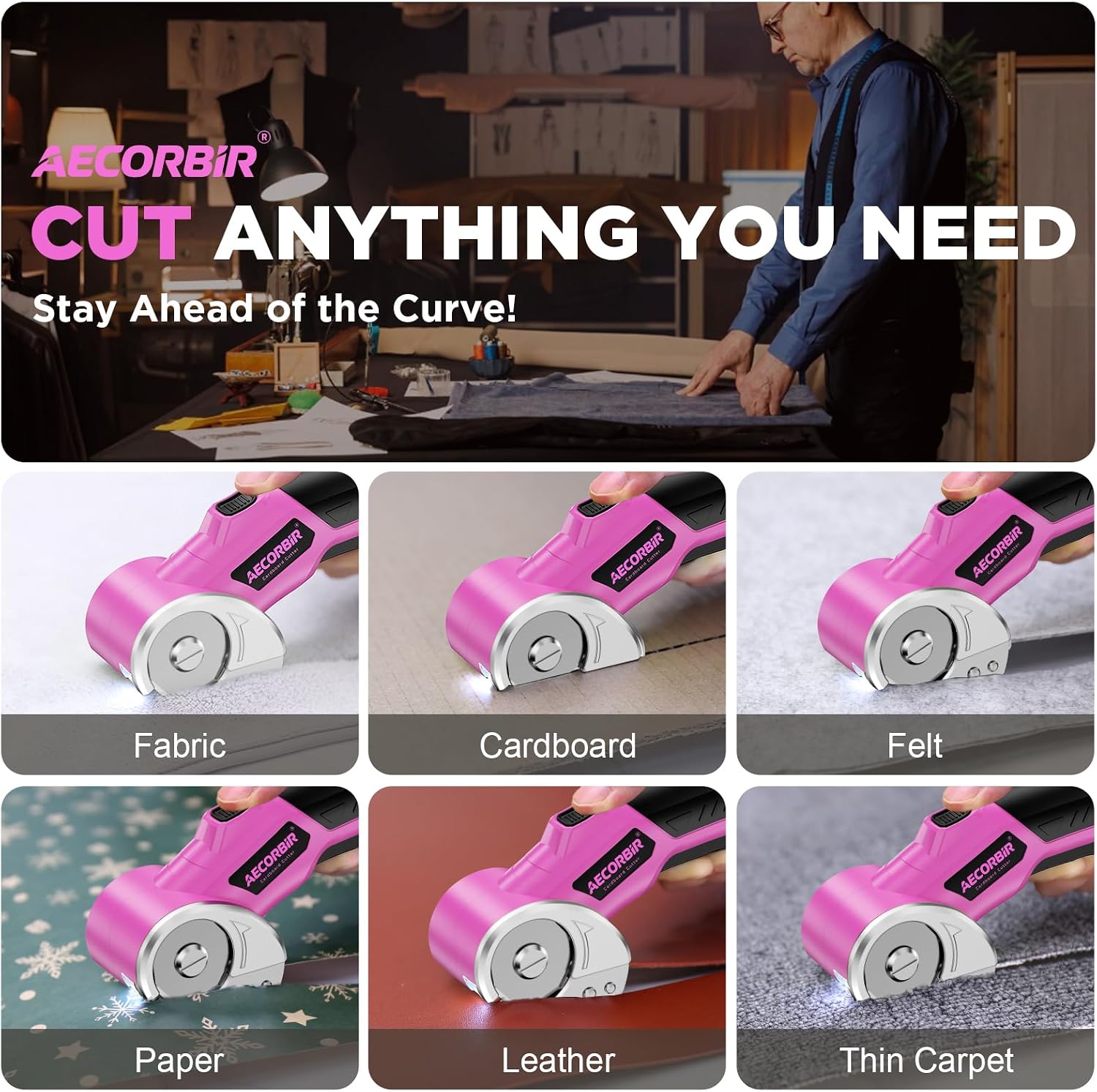 Thumbnail 6 de Aecorbir SM-5001 Cordless Electric Scissors, 4V, 3,000mAh, LED, Pink