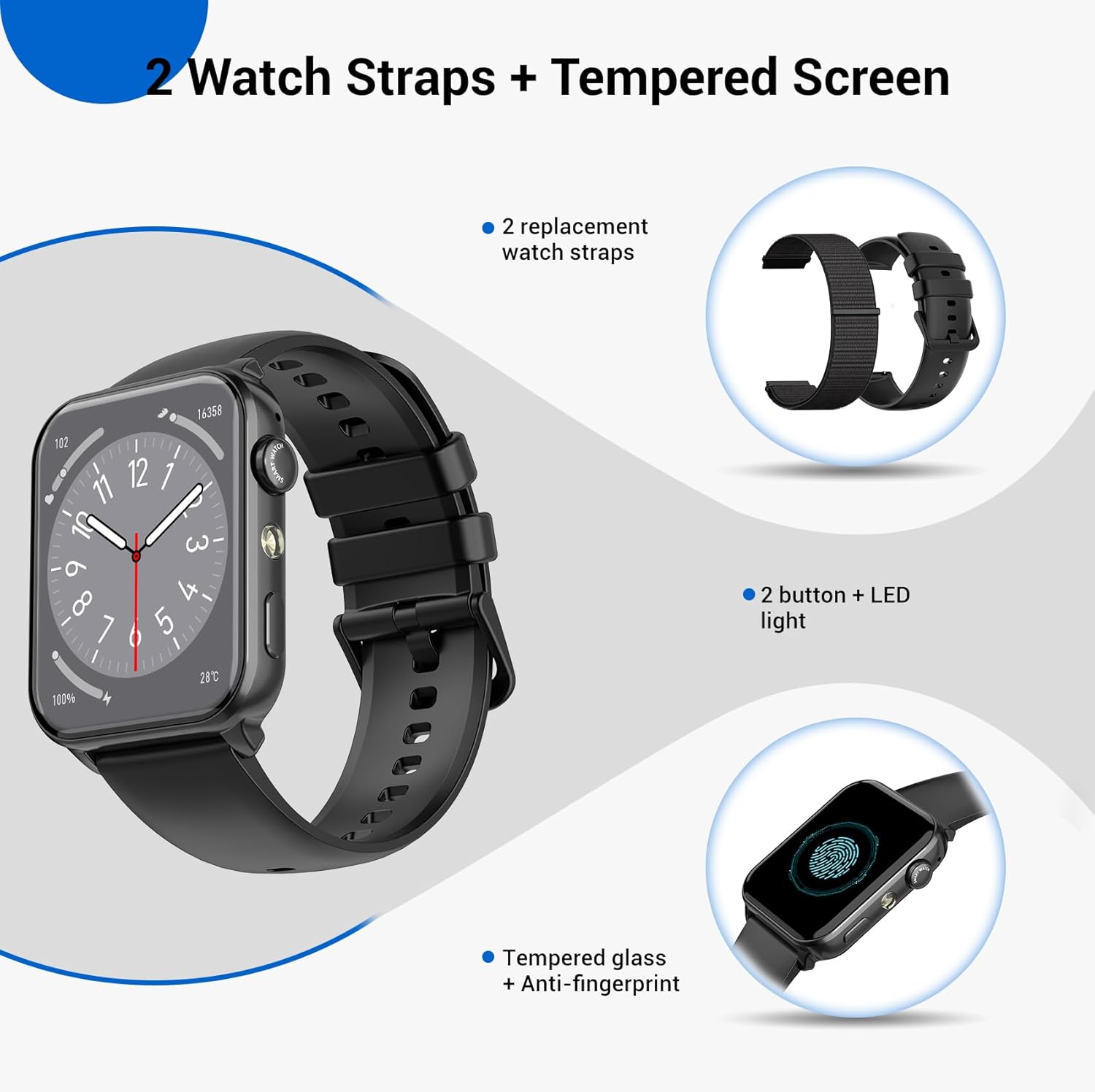 Thumbnail 2 de Baolubao 1.91" Smart Watch for Women & Men with HD Touchscreen, Fitness Tracking & LED Flashlight