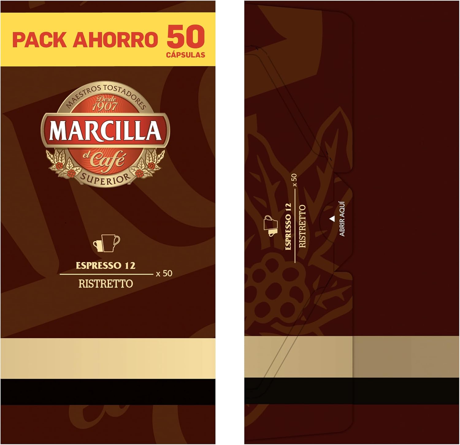 Detalle de Marcilla Cápsulas de Café Ristretto Intensidad 12 — 50 cápsulas compatibles Nespresso