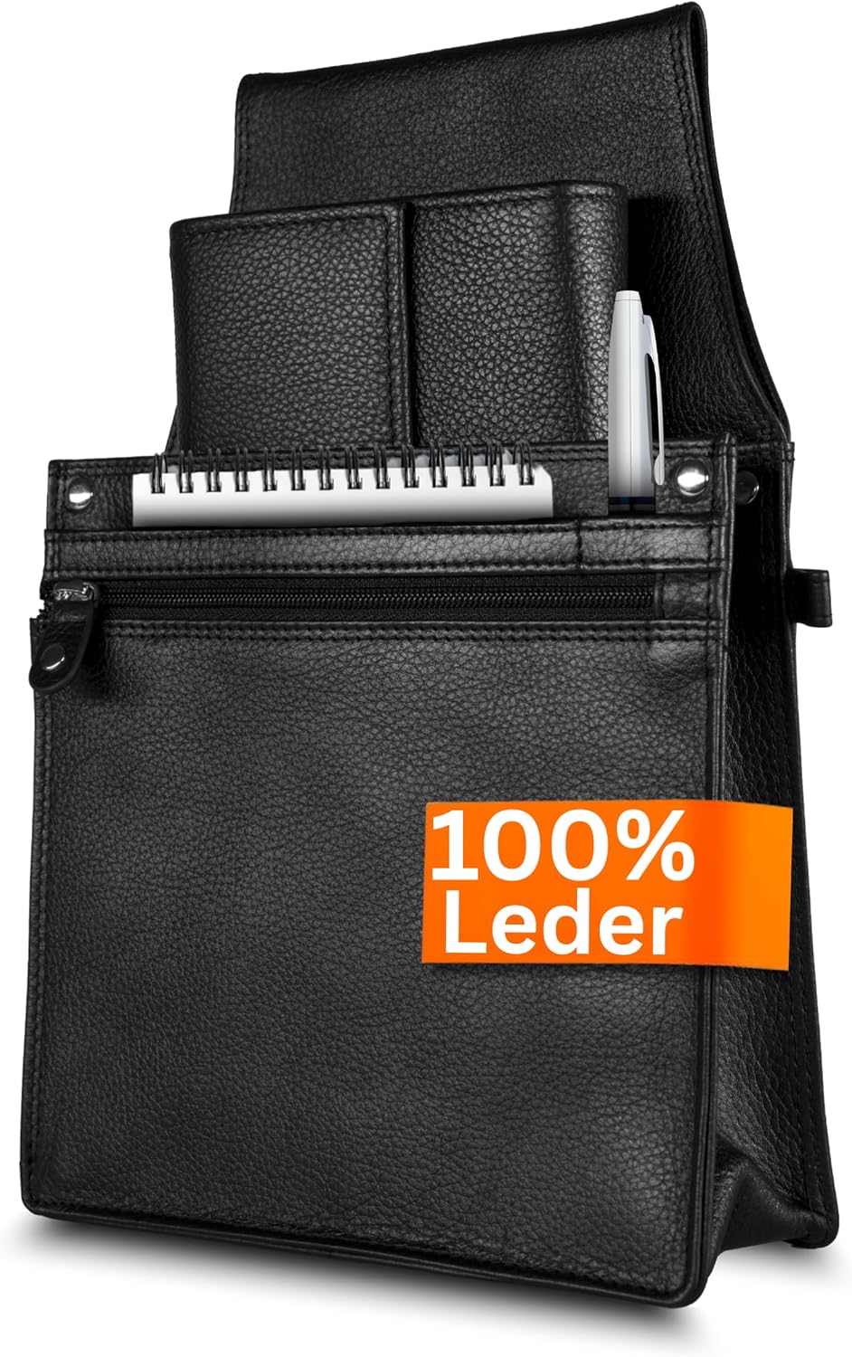 Detalle de Kellnerset aus Echtleder – Kellner Geldbörse mit 6 Scheinfächern & Premium Kellnertasche