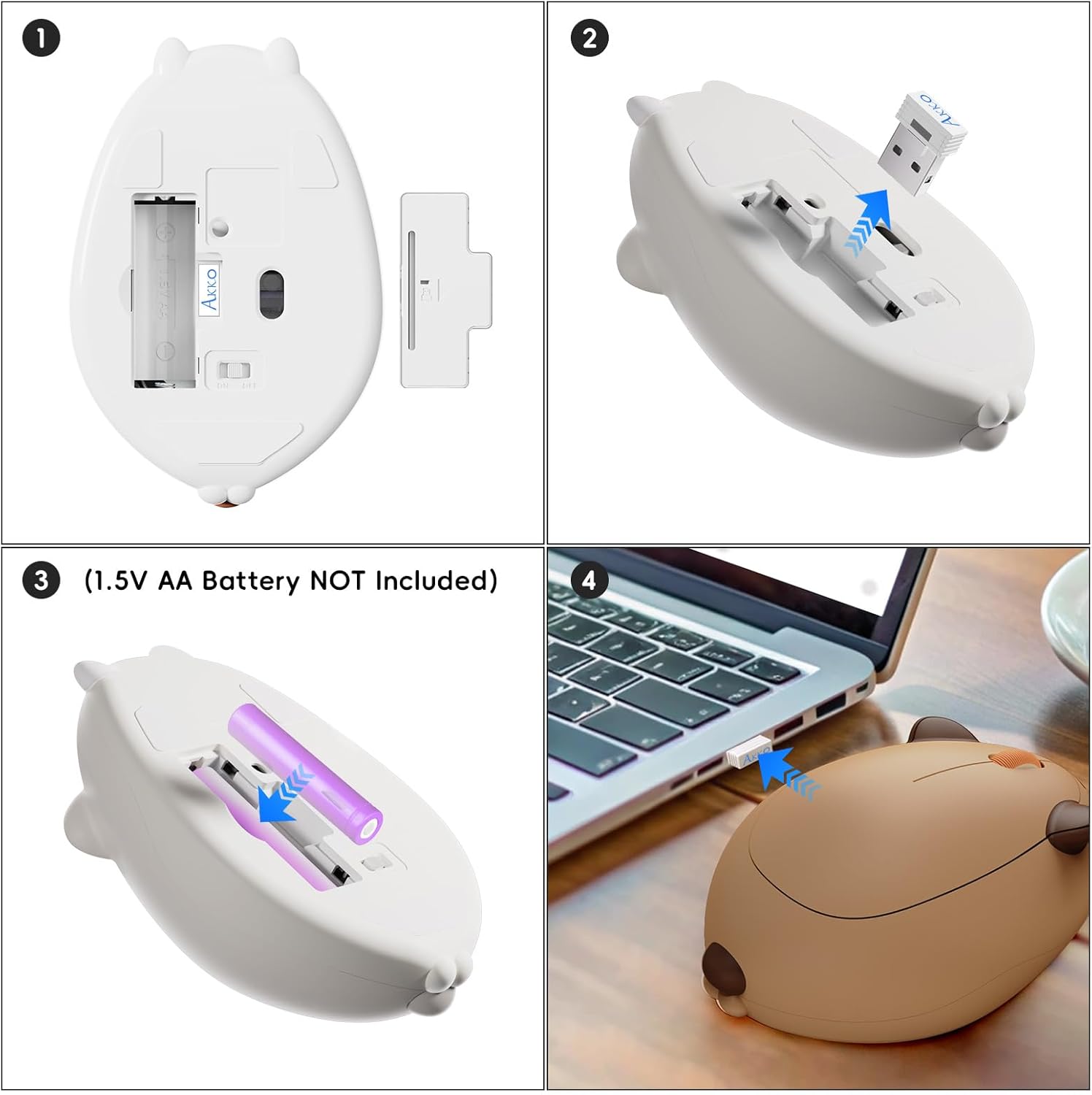 Detalle de Akko Capybara Maus – kabellose Katze Motiv-Maus mit 3200 DPI, Tri-Mode Verbindung