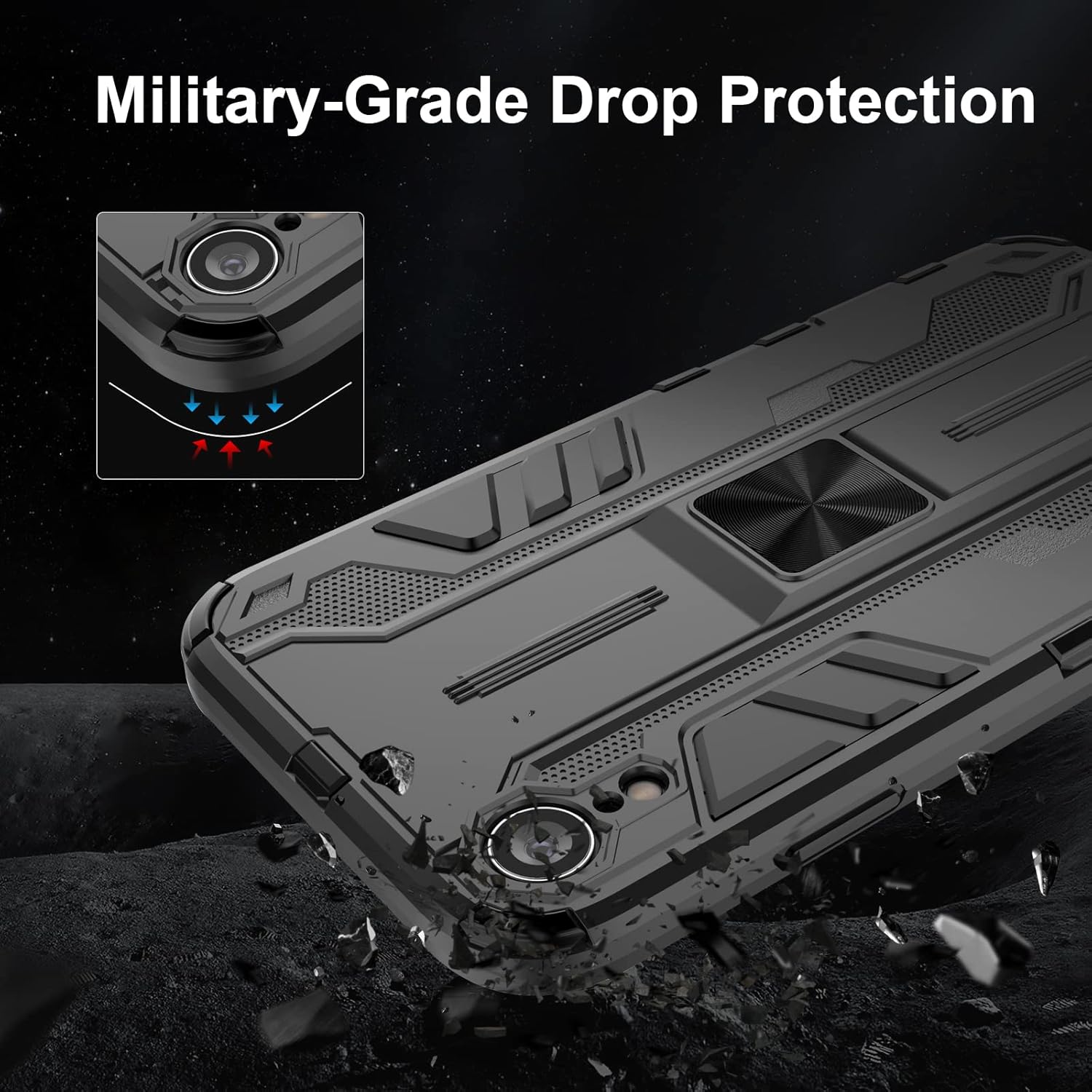 Thumbnail 3 de Btstring Hülle für iPhone XR mit Schutzfolie, Military-Standard Case & Standfunktion (schwarz)